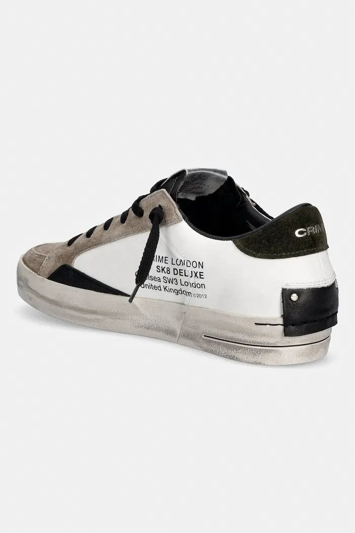 Crime London SK8 DELUXE Sneaker Uomo Bianco Taupe 10105AA9.10 - Suola e Vista Inferiore