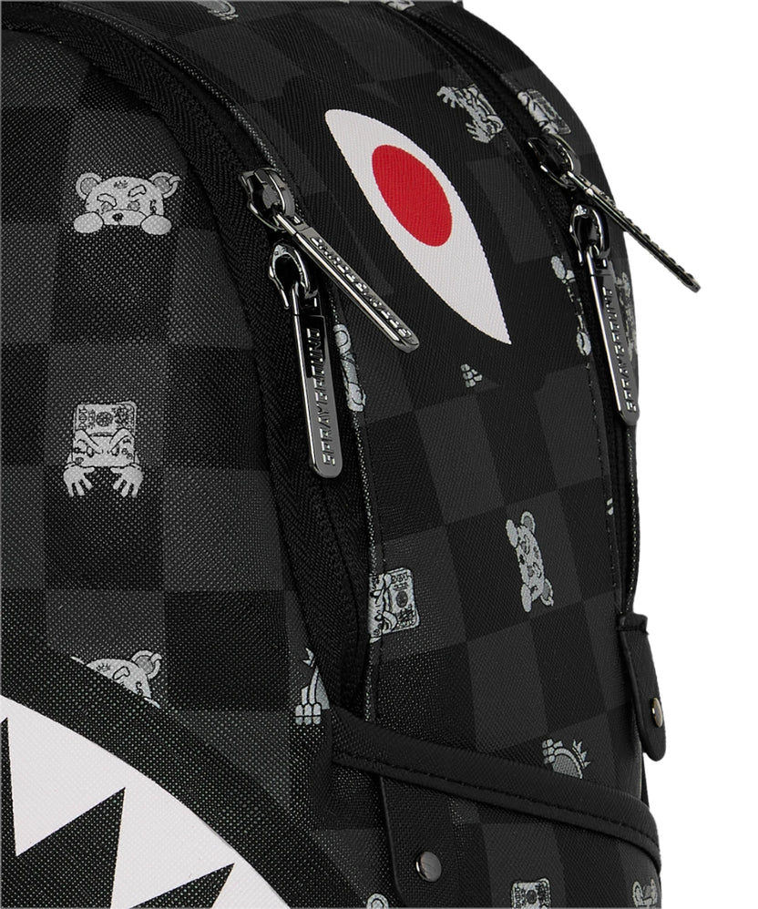 SPRAYGROUND B8908  BACKPACK GRAY PEEKING CHARACTER CHECK SAVAGE