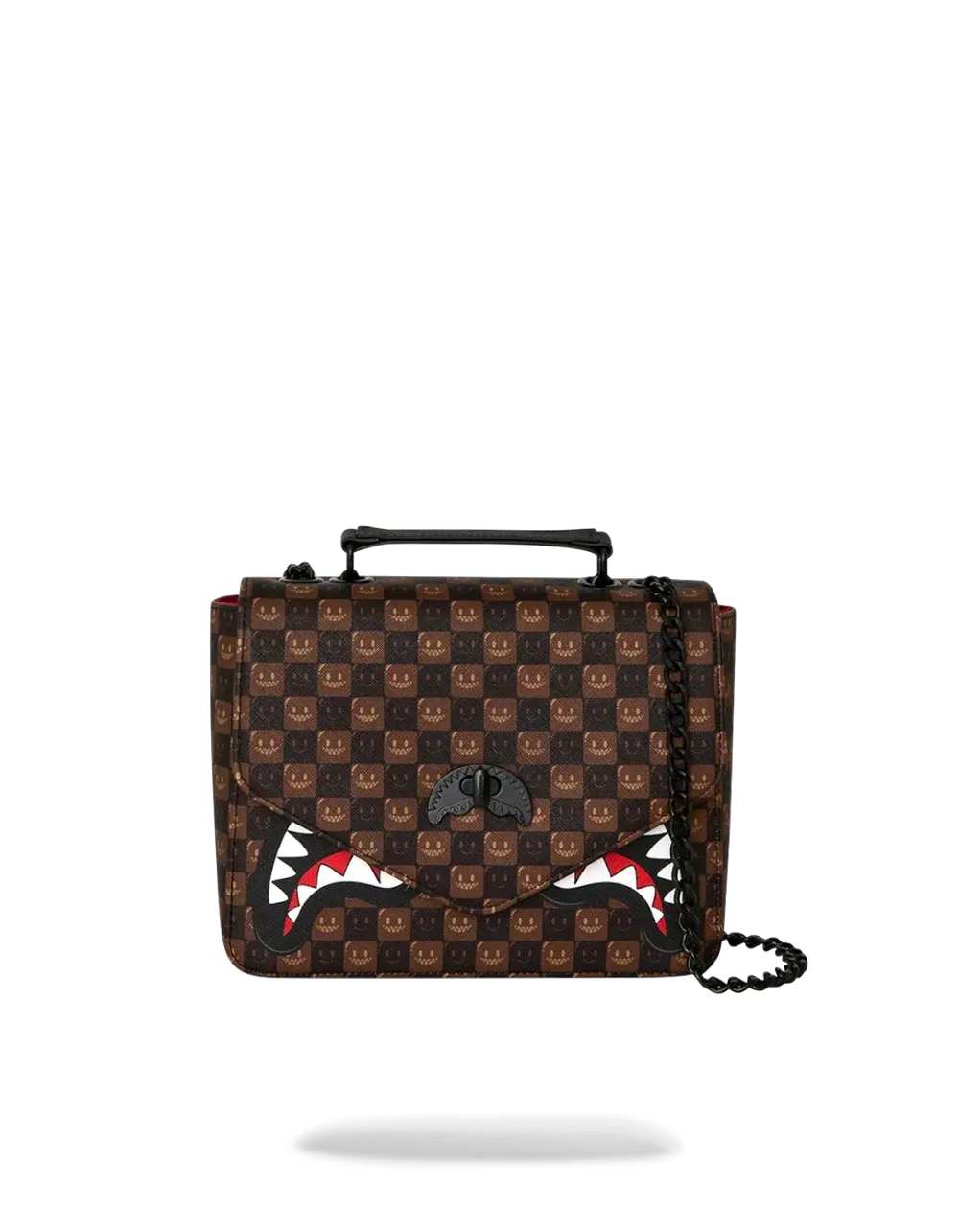 SPRAYGROUND B9310 HAND BAG SHARKS IN PARIS WTF BUBBLE BROWN CHECK HANDBAG by SPRAYGROUND