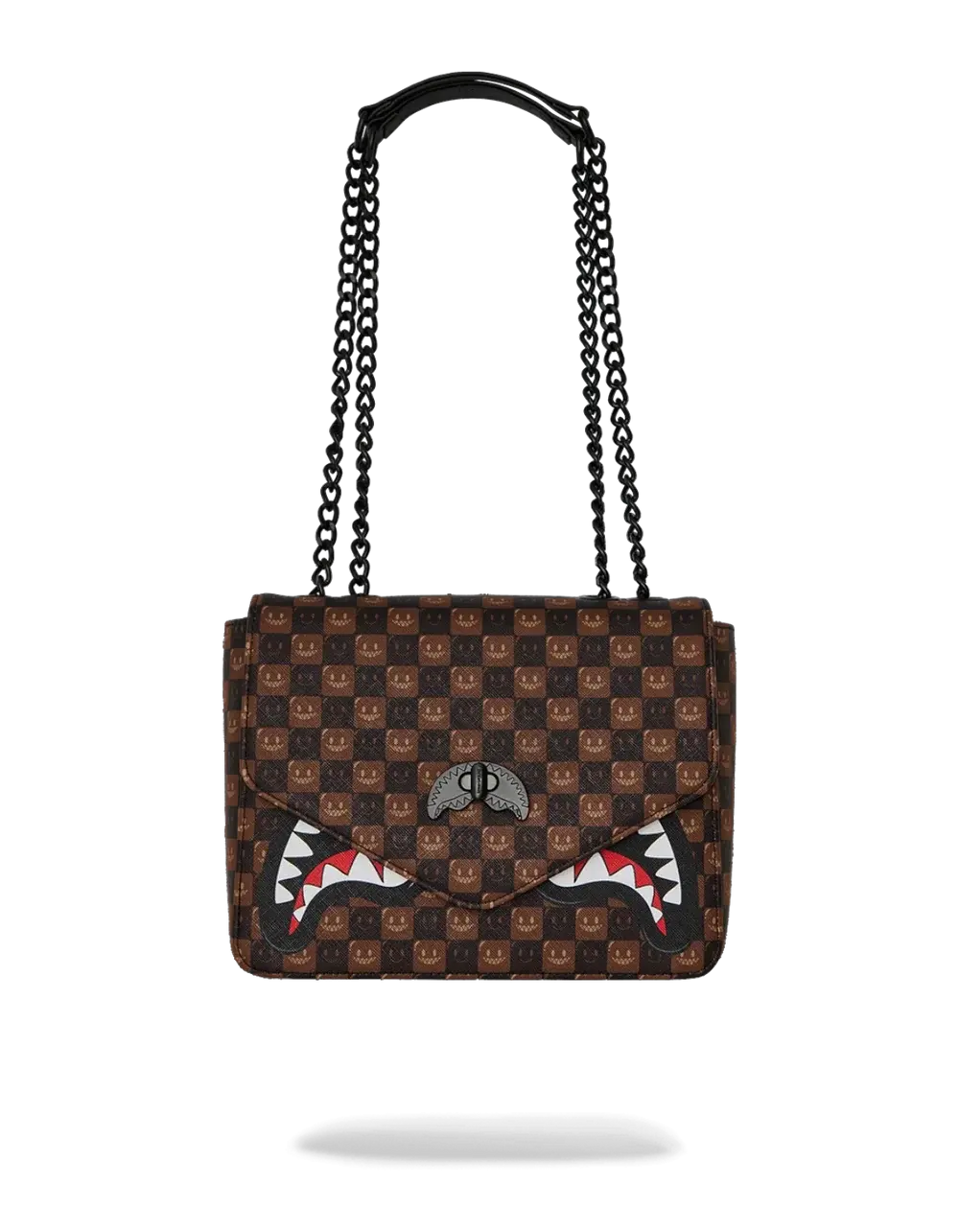 SPRAYGROUND B9310 HAND BAG SHARKS IN PARIS WTF BUBBLE BROWN CHECK HANDBAG by SPRAYGROUND