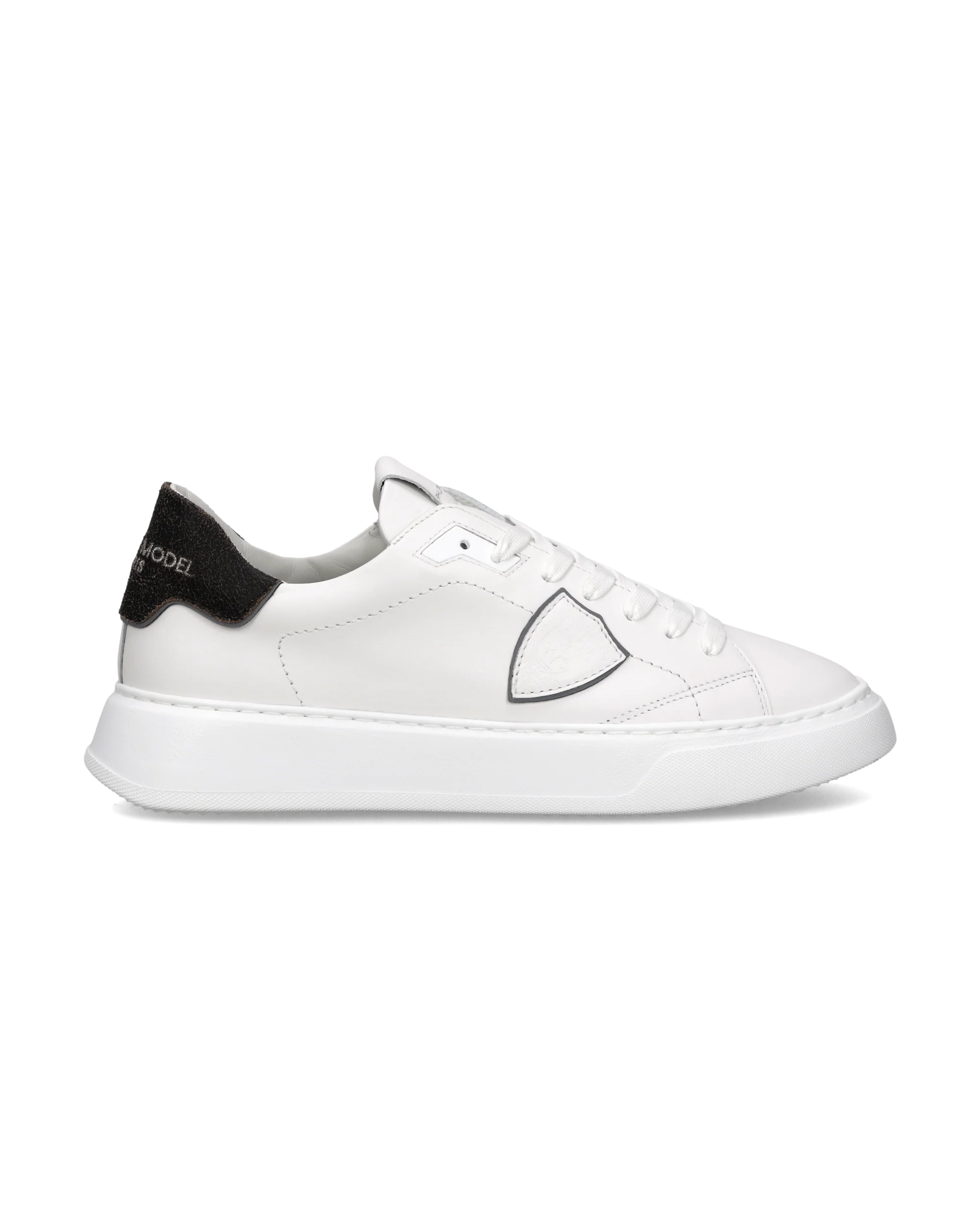 PHILIPPE MODEL BTLU VVC1  SNEAKER TEMPLE LOW VEAU CRACKLE' BLANC NOIR