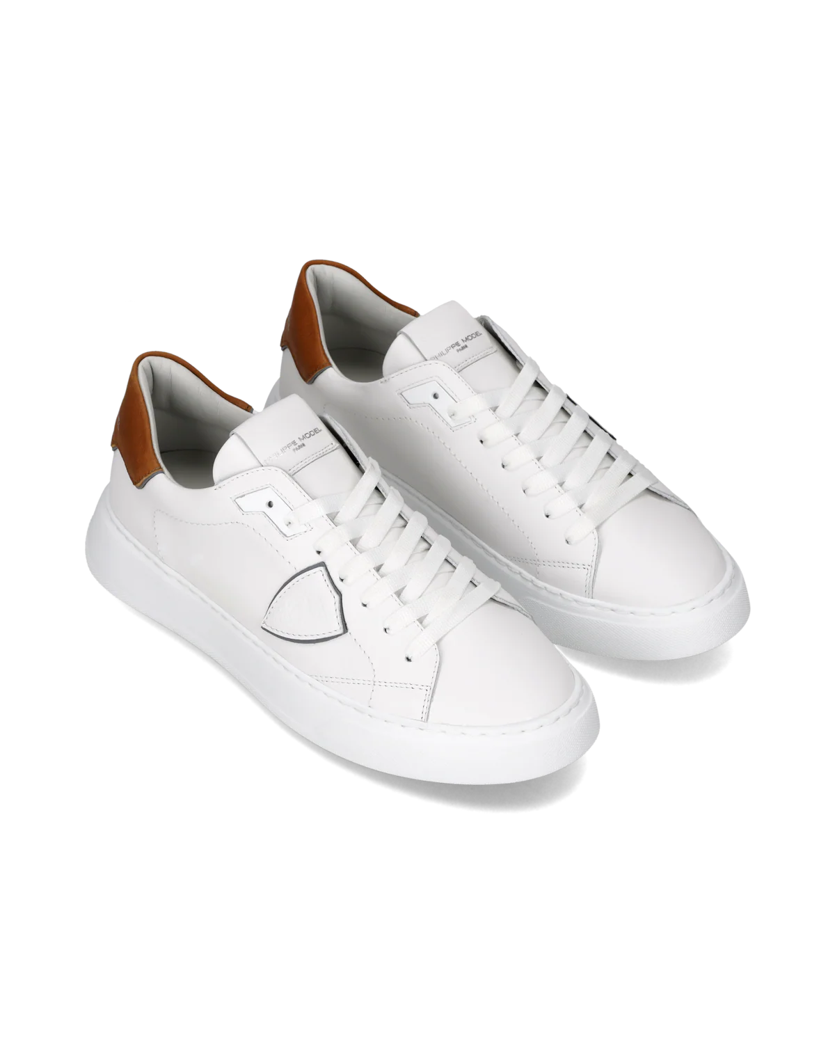 PHILIPPE MODEL BTLU VW03  SNEAKER TEMPLE LOW VEAU WEST_BLANC COGNAC