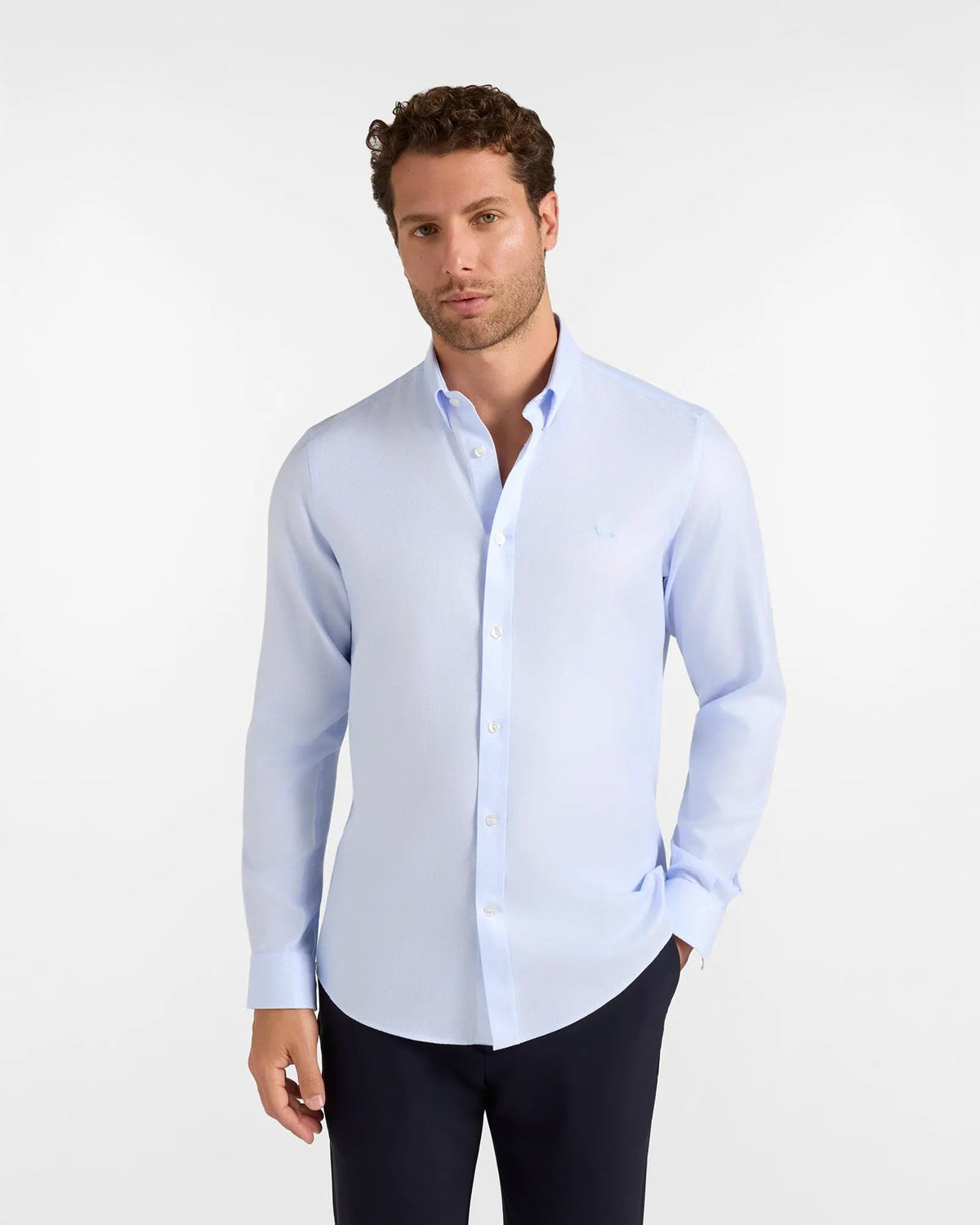 Camicia uomo Harmont&Blaine armaturata no-iron colore Sky - Vista frontale
