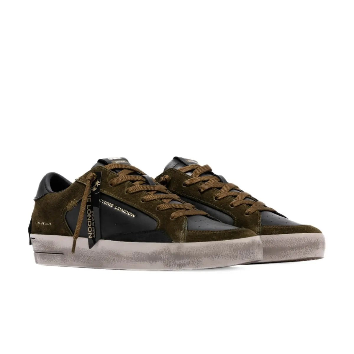 Crime London Sneaker SK8 Deluxe 10107AA.80 Nero Verde - Vista angolata