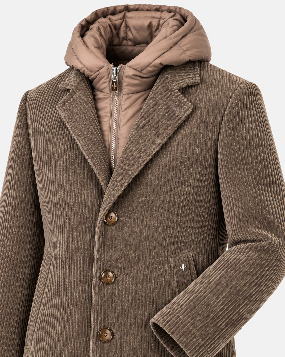 Cappotto DISTRETTO12 Alba CP1316T0499 Brown Moro - Dettaglio texture velluto a coste