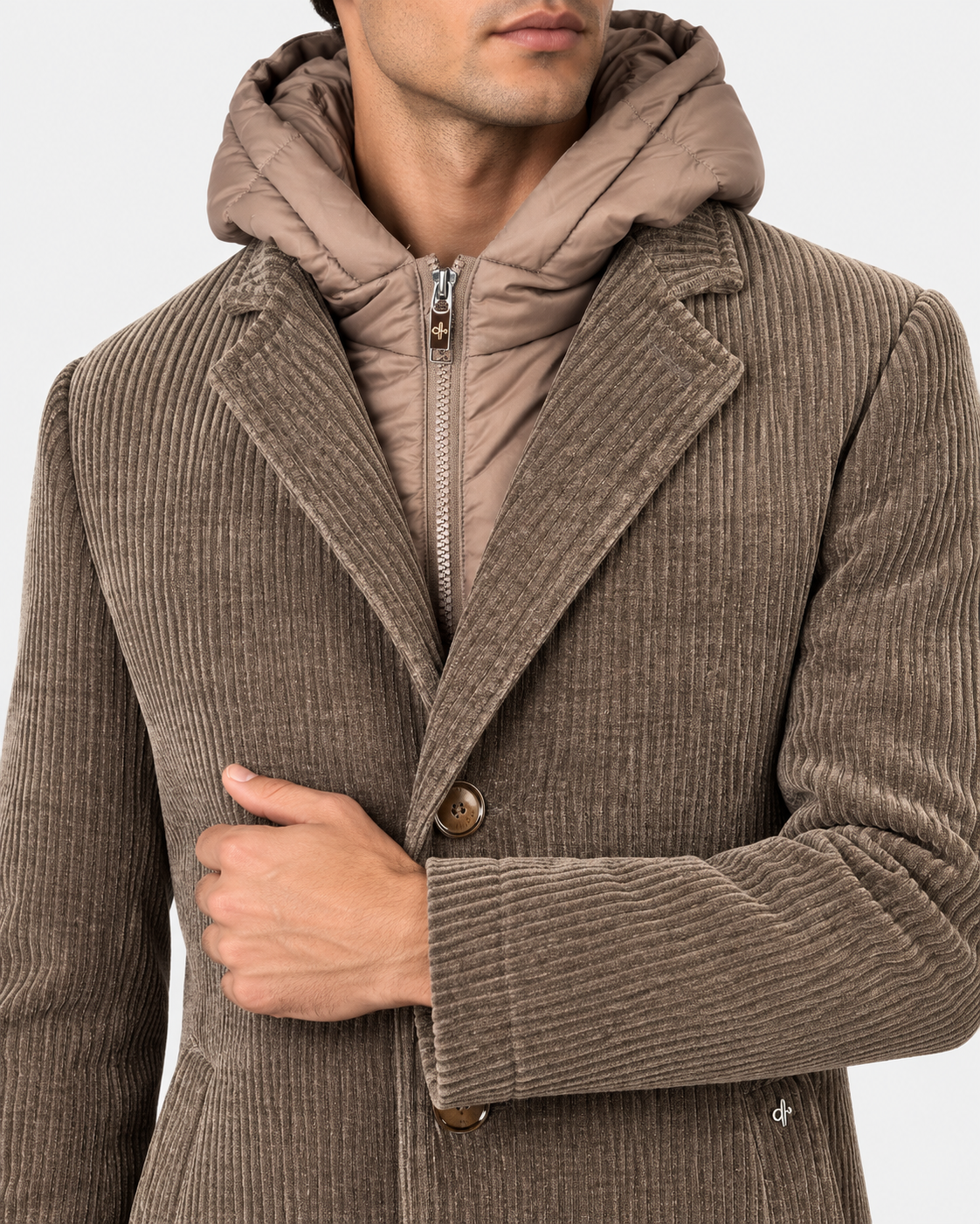 Cappotto DISTRETTO12 Alba CP1316T0499 Brown Moro - Dettaglio rever e chiusura zip