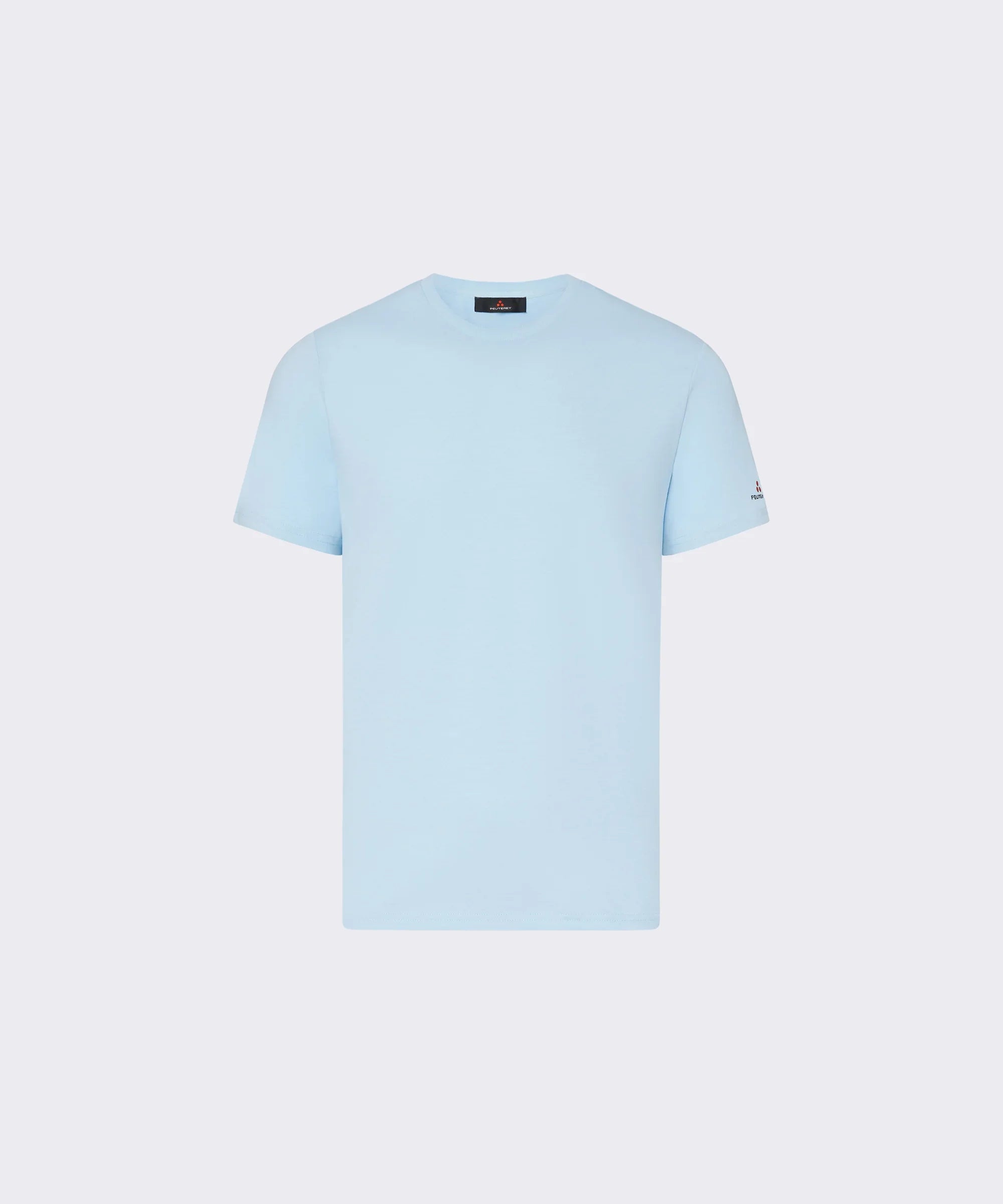 T-shirt uomo celeste manica corta cotone, stile casual, sfondo neutro