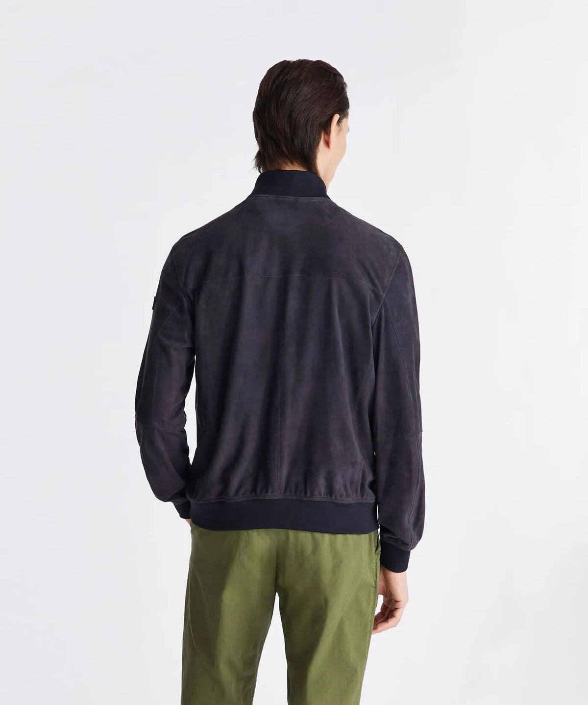Giacca bomber Peuterey Sands Suede blu grafite - dettaglio colletto e zip frontale