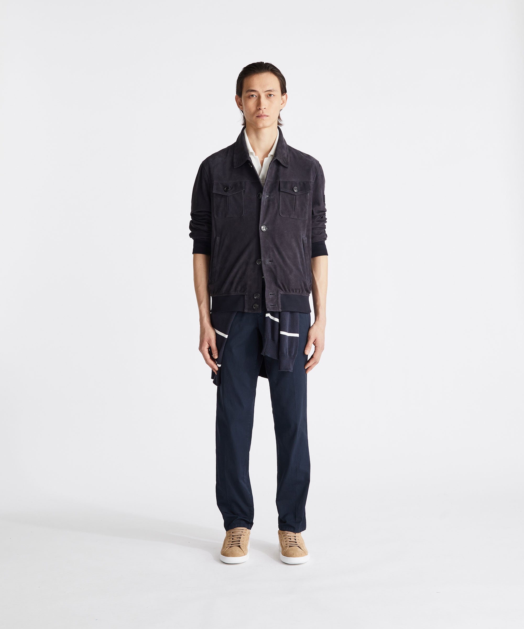 Giacca blazer PEUTEREY PEU5744 215 in camoscio destinato, vista frontale, dettagli eleganti e tessuto morbido.