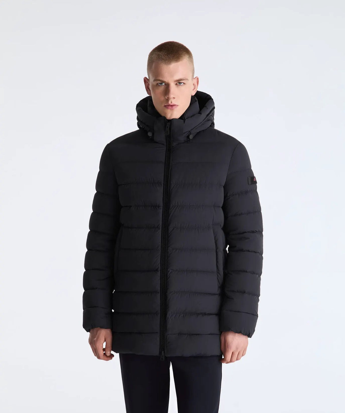 Piumino Peuterey Nigel NS PEU5940 Blu - Dettaglio zip e colletto con cappuccio