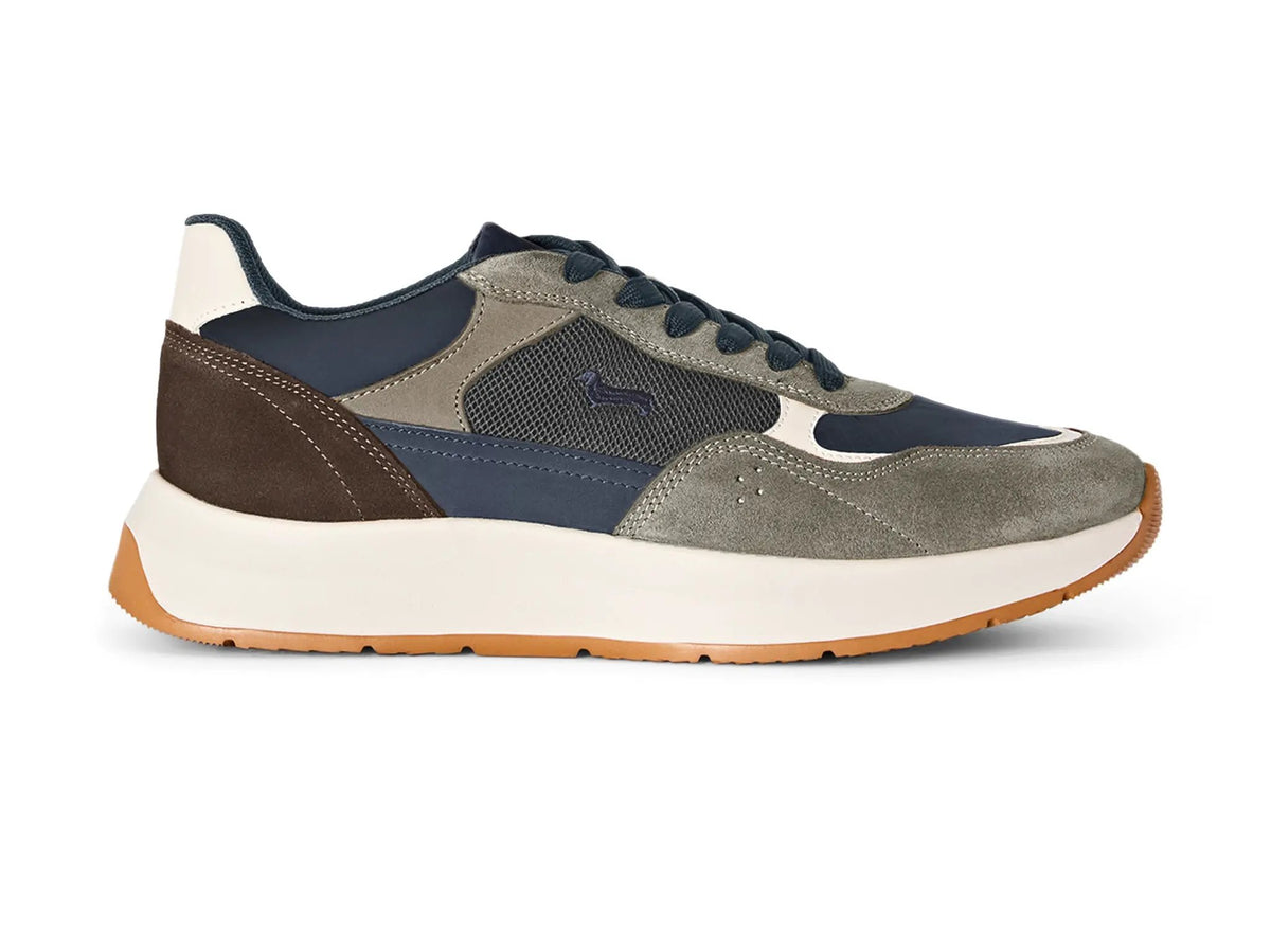 Harmont & Blaine — Sneaker uomo in camoscio e mesh tecnico, colore beige - vista frontale