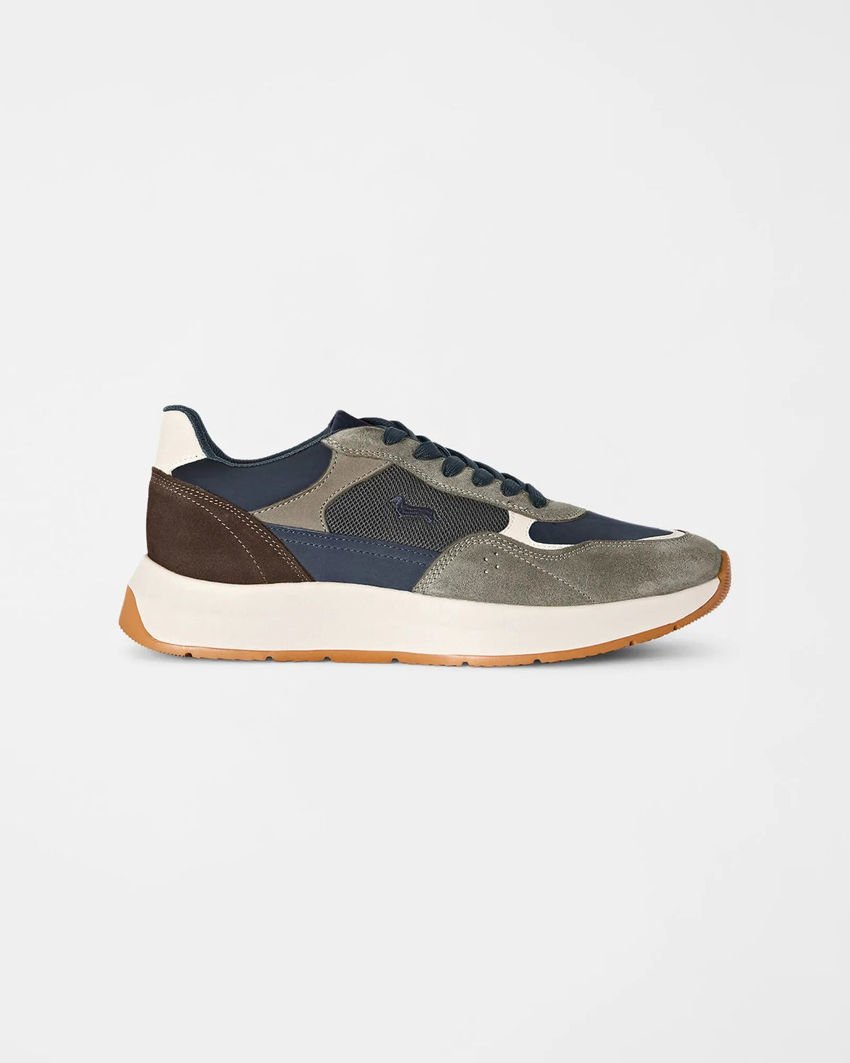 Harmont & Blaine Sneaker Camoscio e Ripstop Beige Blu - Vista Laterale