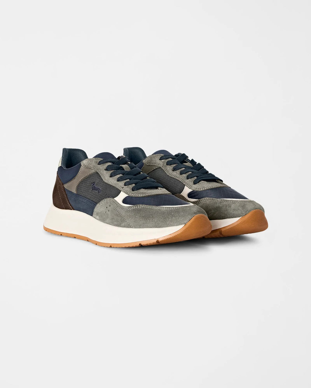 Harmont & Blaine Sneaker Camoscio e Ripstop Beige Blu - Vista Tre Quarti