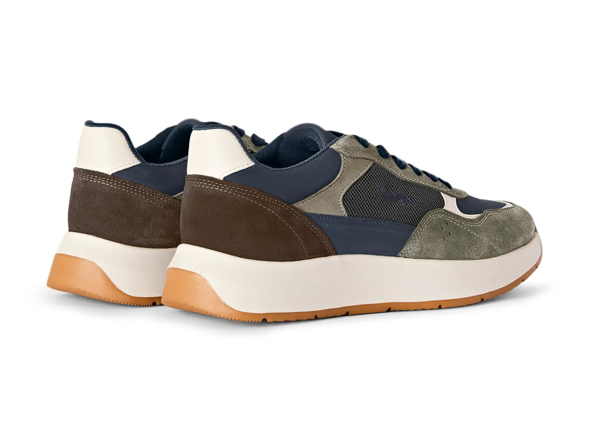 Harmont & Blaine — Sneaker uomo in camoscio e mesh tecnico, colore beige - dettaglio posteriore
