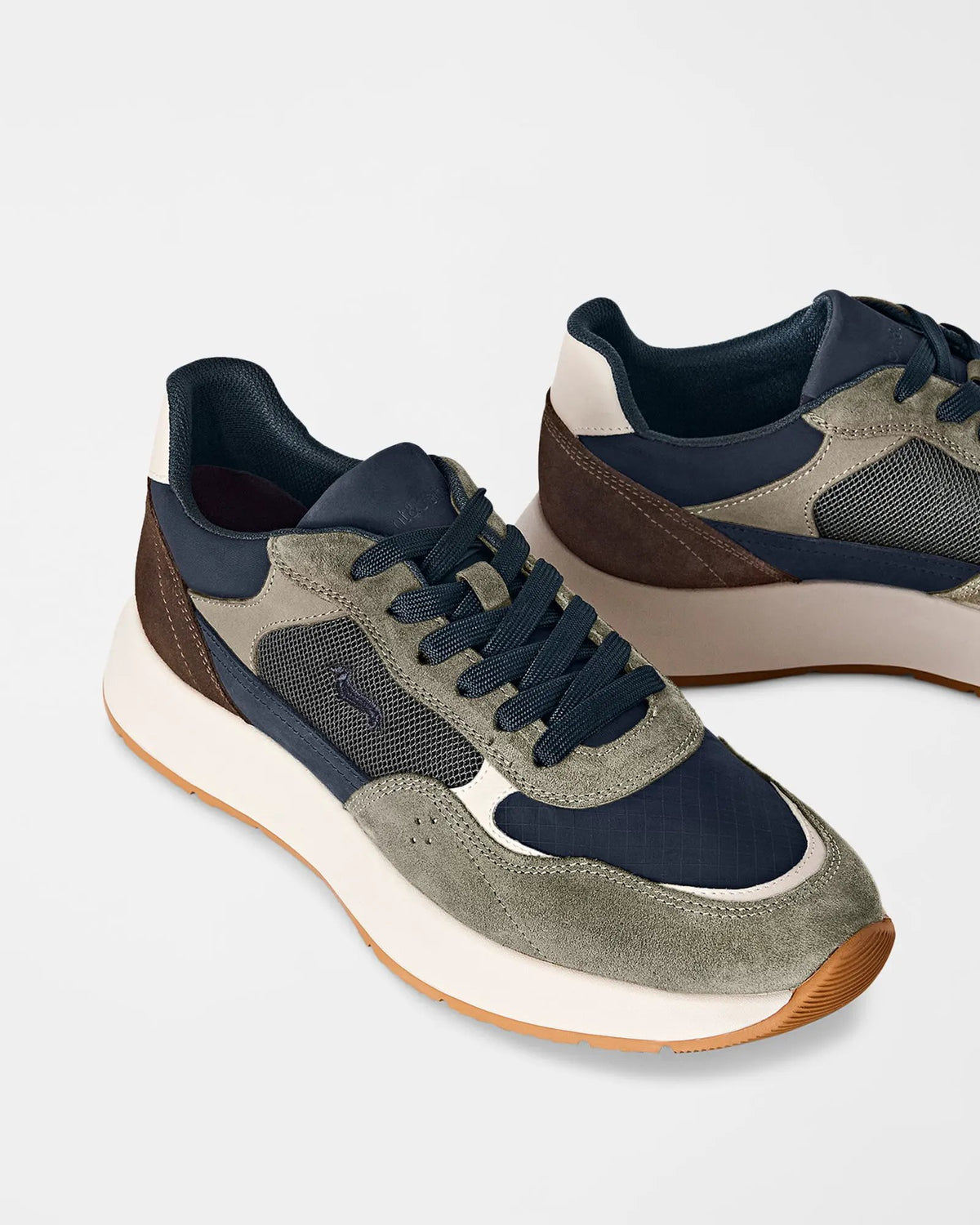 Harmont & Blaine Sneaker Camoscio e Ripstop Beige Blu - Vista Suola