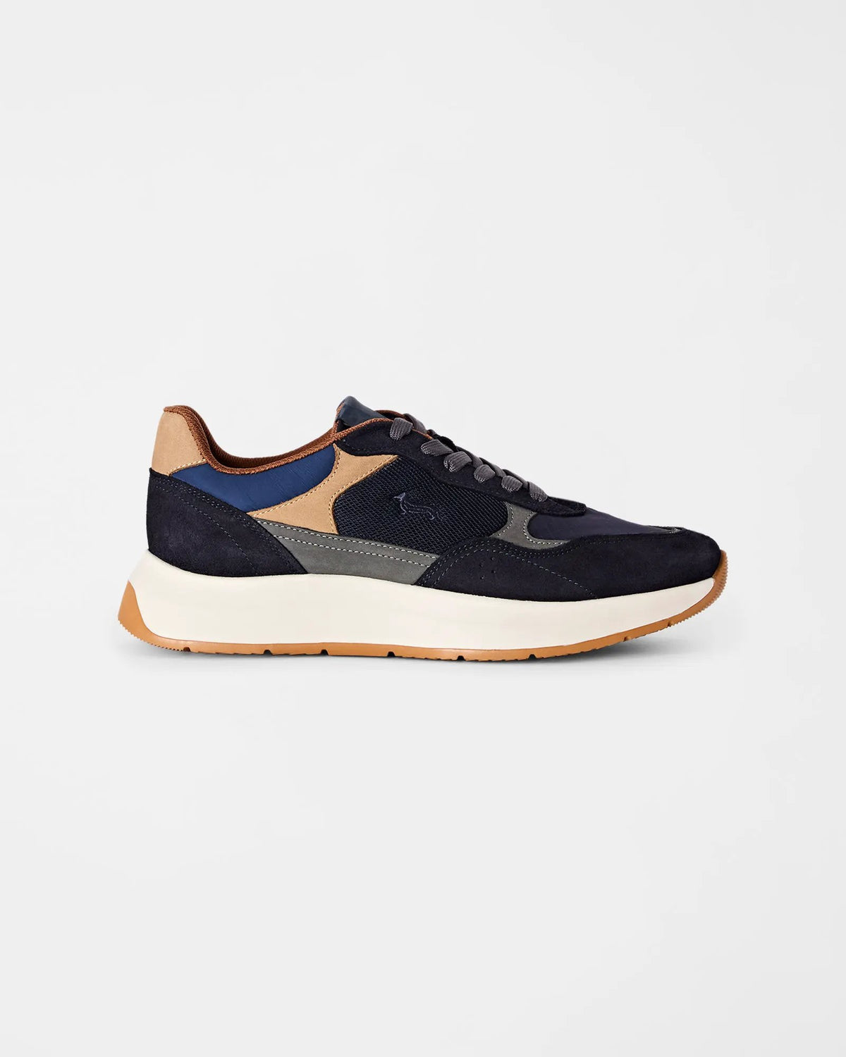 Sneaker Harmont & Blaine Urban Comfort blu camoscio e ripstop - Vista frontale e laterale