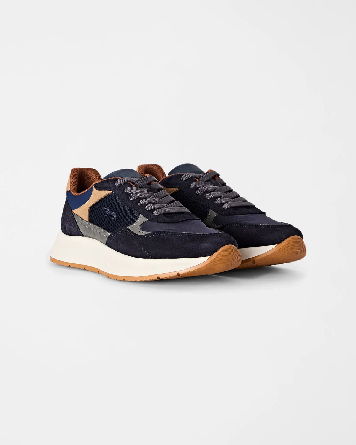 Sneakers uomo Harmont&Blaine EFM262.081.BE0.A6 in camoscio e ripstop blu - Profilo laterale esterno