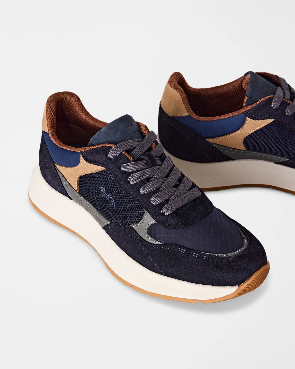 Sneakers uomo Harmont&Blaine EFM262.081.BE0.A6 in camoscio e ripstop blu - Dettaglio suola e battistrada ammortizzato