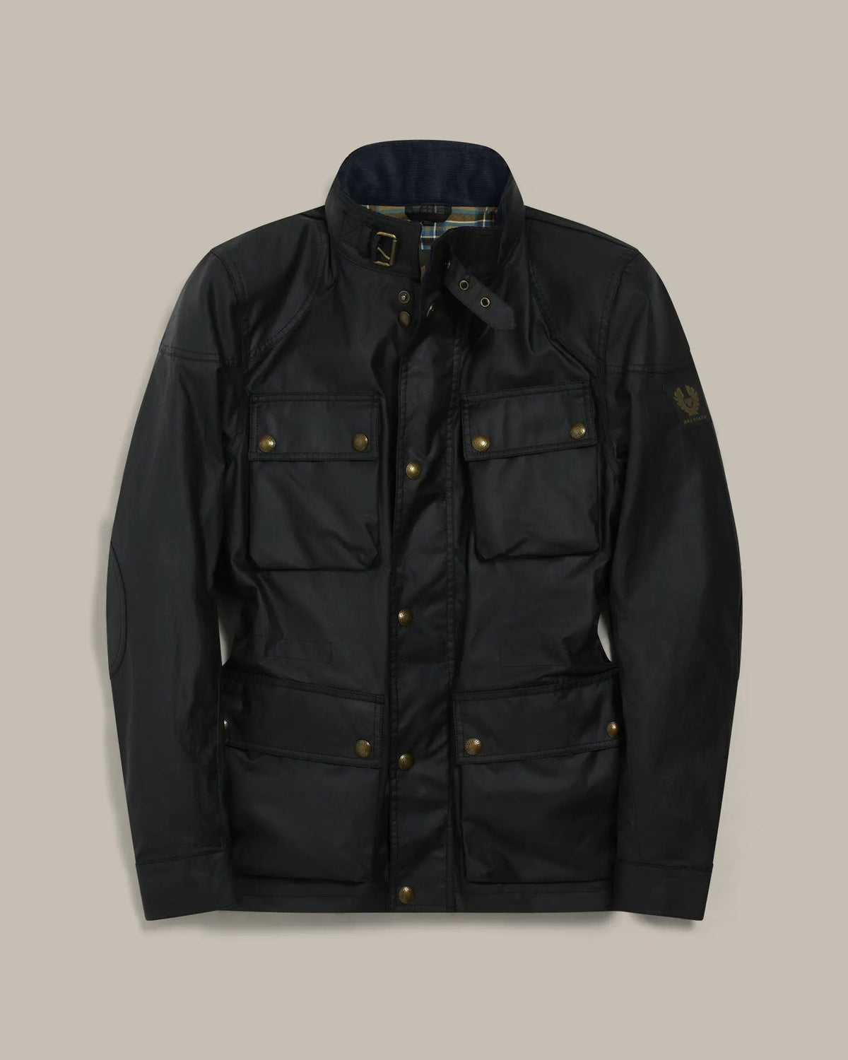 Giacca Belstaff Fieldmaster Icon Dark Navy vista frontale in cotone cerato