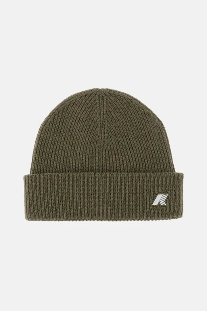 K-Way Brice Cardigan Stitch Wool beanie - colore Green Army (K2132HW XBE) - vista frontale