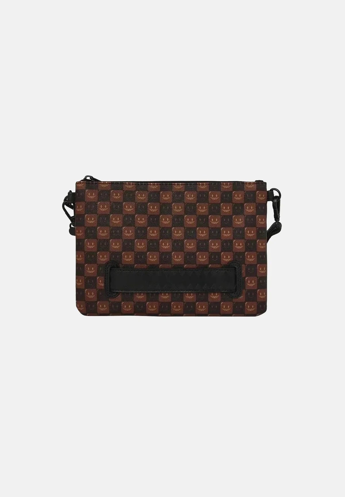 SPRAYGROUND B9307  CLUTCH SHARKS IN PARIS WTF BUBBLE BROWN CHECK CROSSOVER
