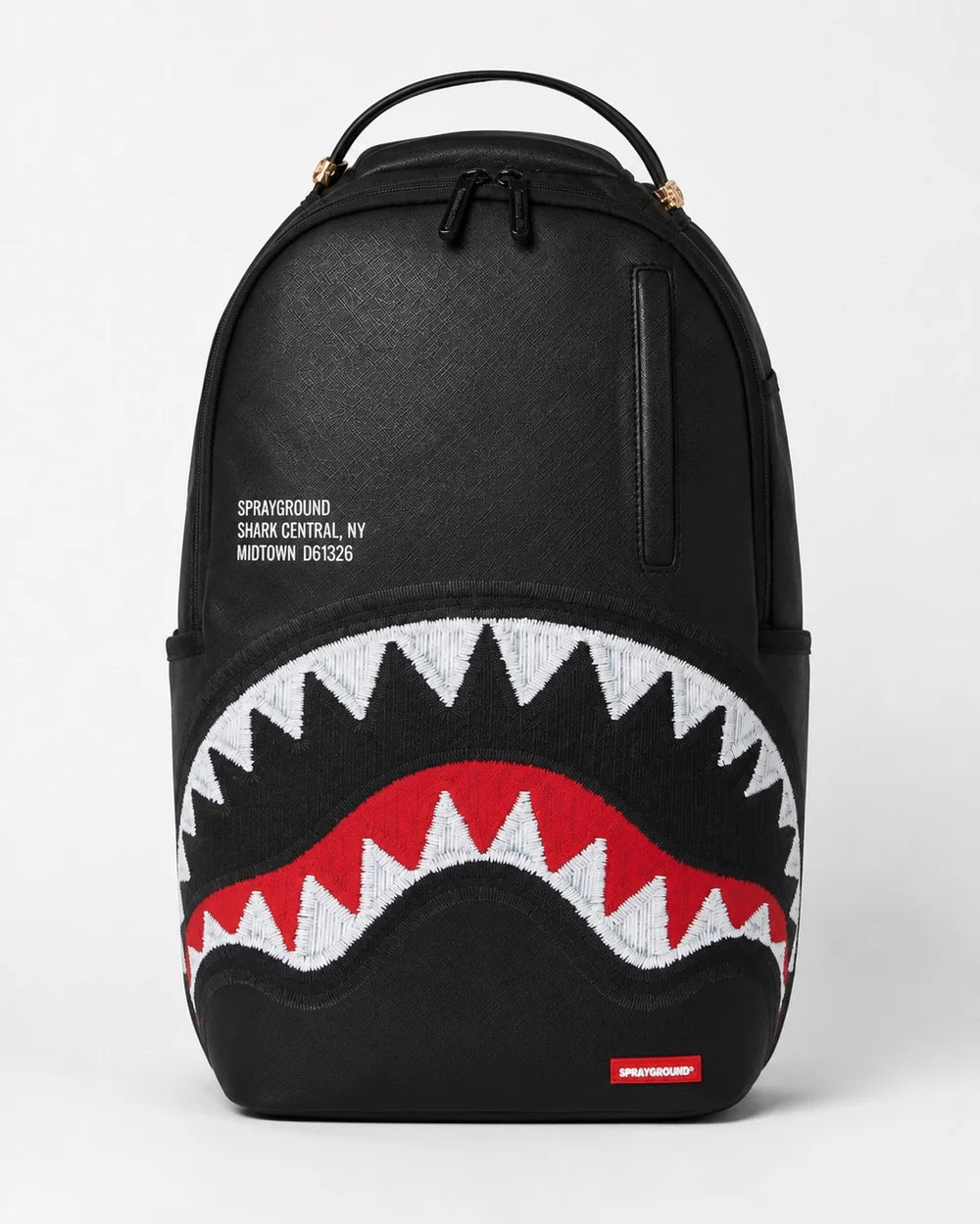 SPRAYGROUND B9629  BACKPACK SHARK CENTRAL BLACK EMBROIDERED SHARK