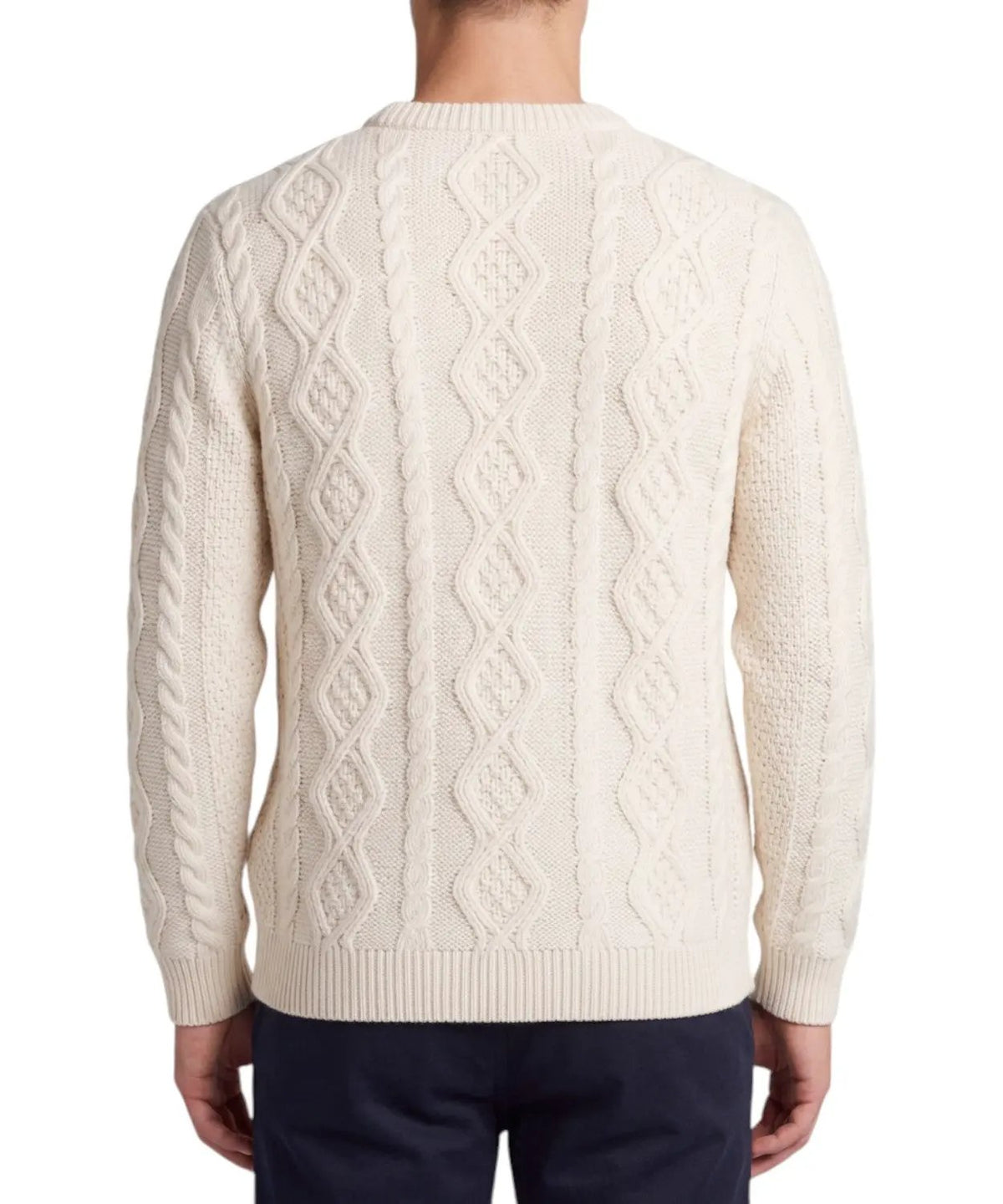 Dettaglio ricamo e maglia a trecce pullover MC2 Saint Barth Bergen Tricot panna