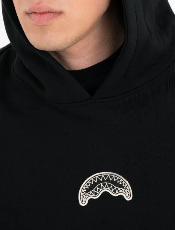 Sprayground felpa Pure Regular Hoodie SP965GBLK Nero - Dettaglio logo e finiture