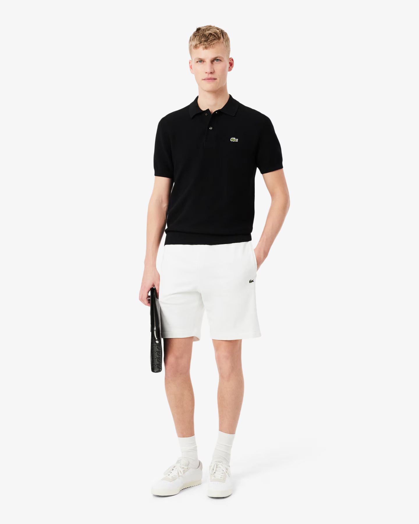 LACOSTE GH0886 70V BERMUDA Shorts in tessuto felpato con striscia con logo regular fit
