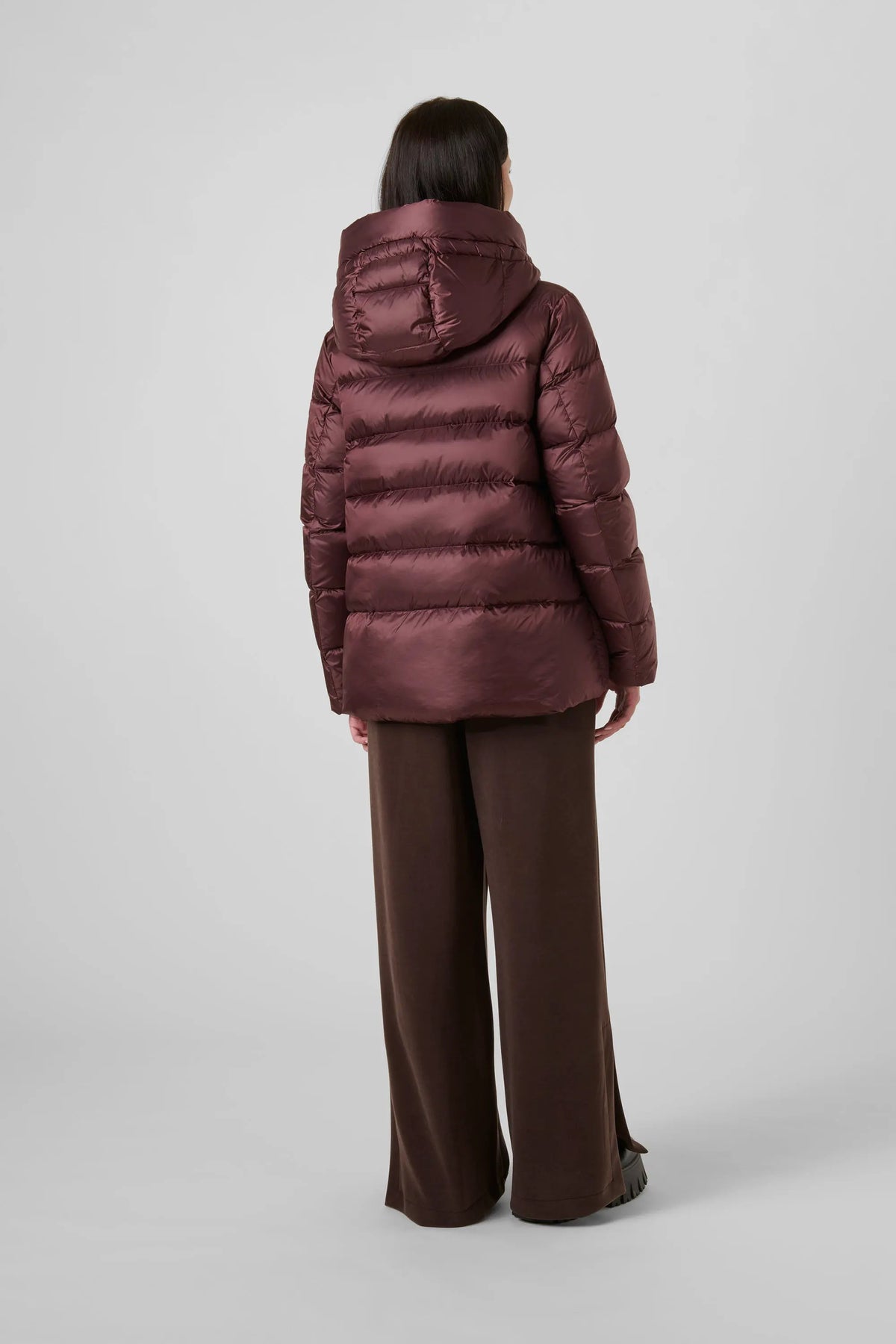 Piumino donna Bomboogie Rome Jacket Berry Chocolate 481 - Dettaglio chiusura zip e finitura nylon