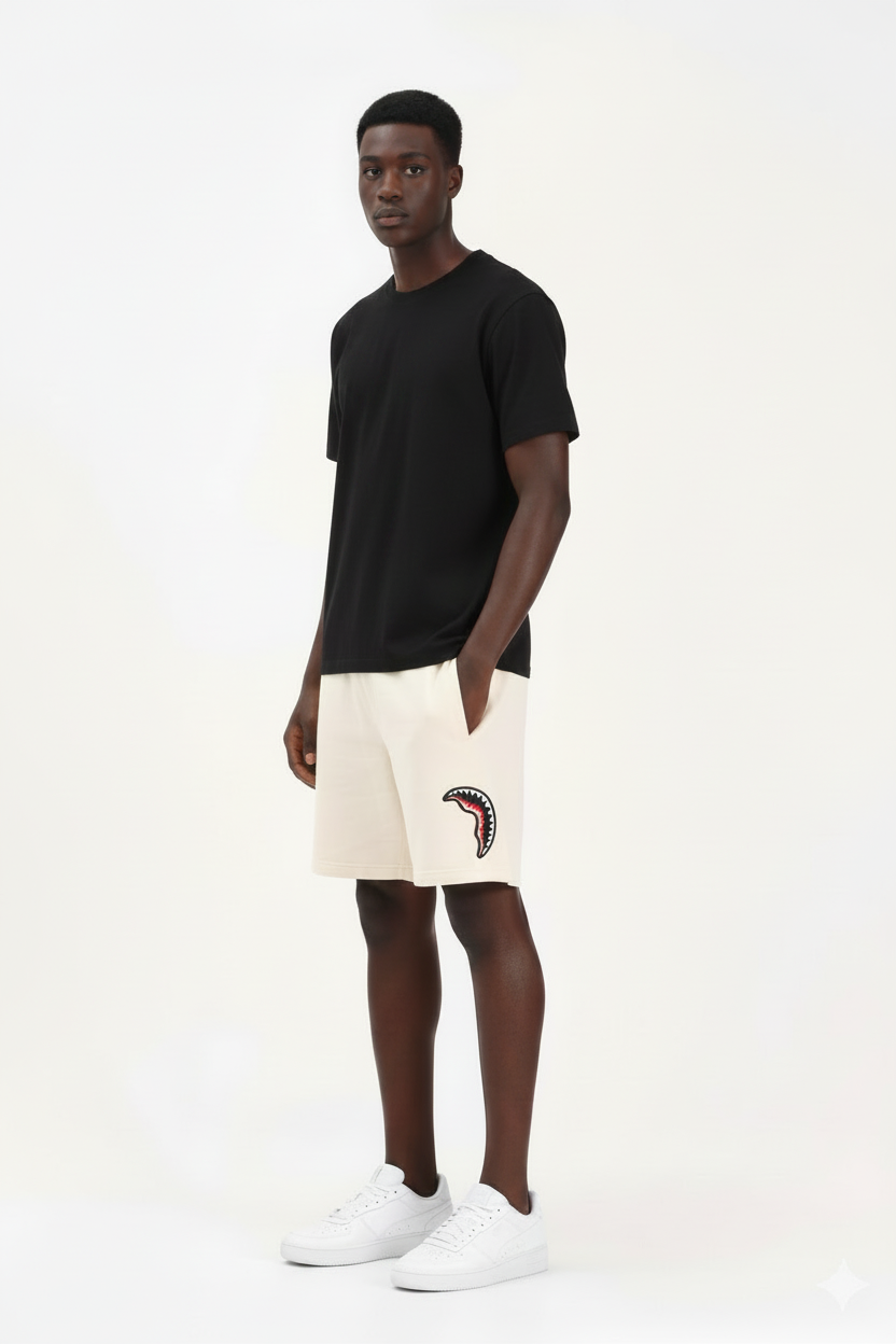 SPRAYGROUND SP855EIVO  SHORTS SHARK CENTRAL IVORY