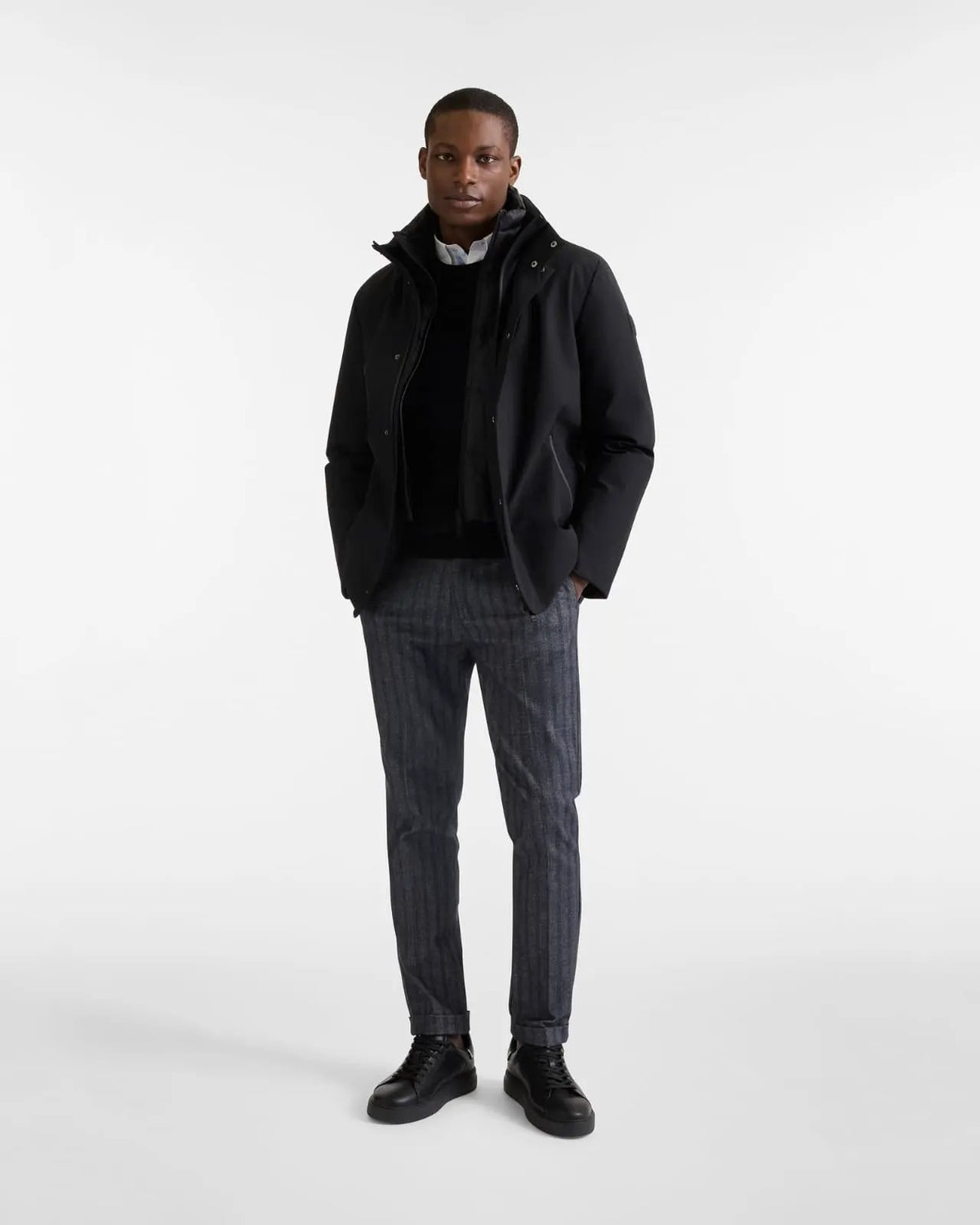 Harmont & Blaine Field Jacket Uomo in Nylon Stretch Nero - Vista posteriore