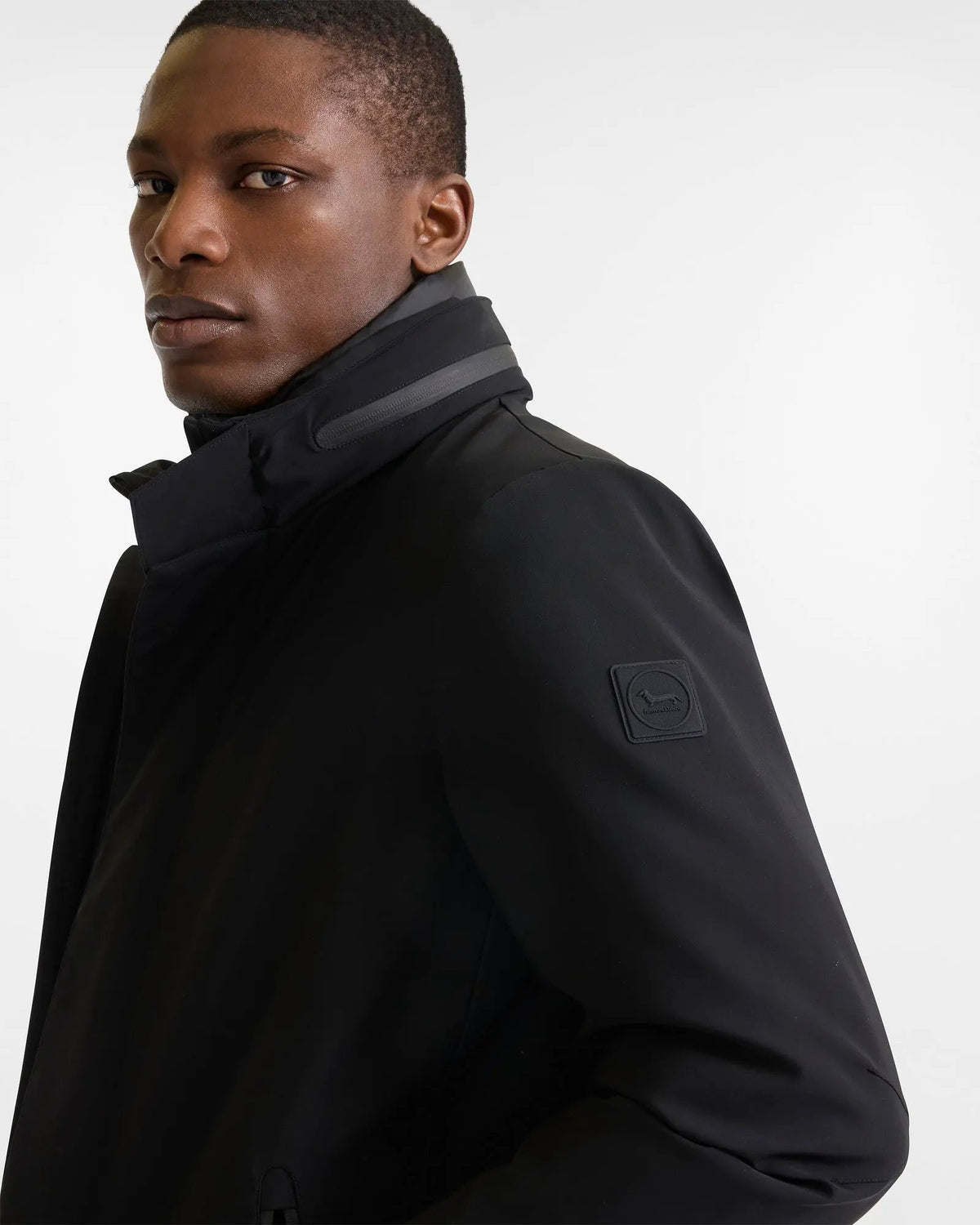 Harmont & Blaine Field Jacket Uomo in Nylon Stretch Nero - Dettaglio interno imbottito e collo