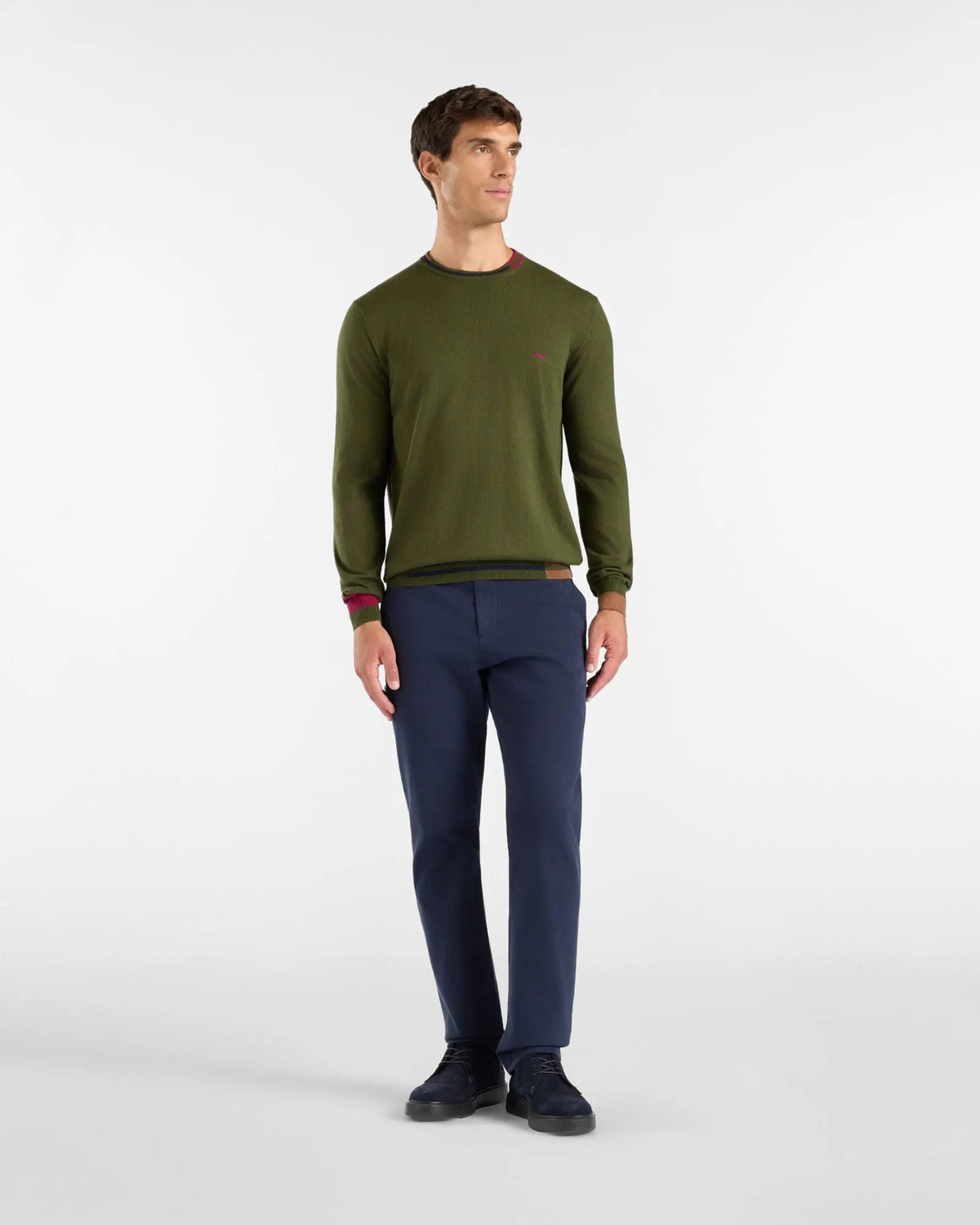 Maglia Uomo Harmont&Blaine color block coste Verde Sport HRR918030788 612 - Indossato profilo