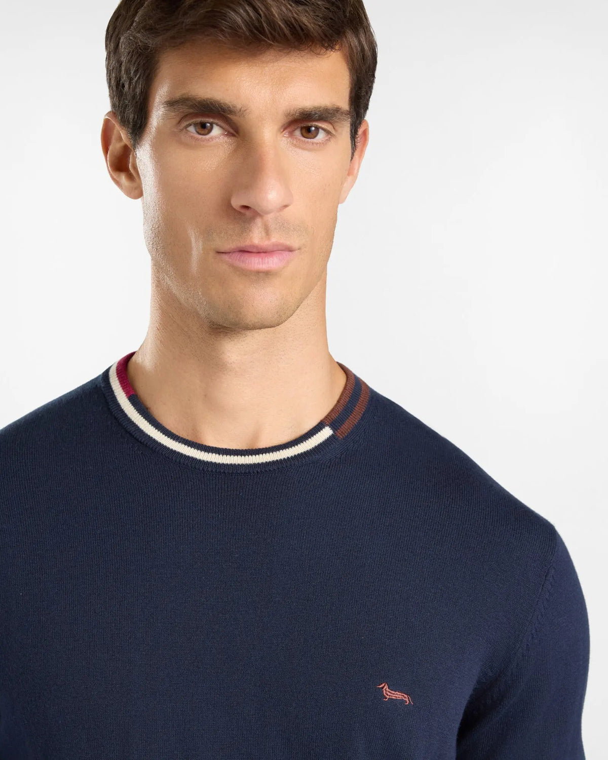 Maglia paricollo Harmont & Blaine HRR918030788 801 Blu Navy - Dettaglio petto e ricamo