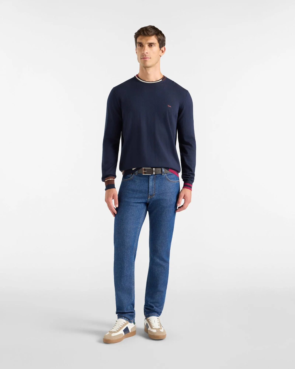 Maglia paricollo Harmont & Blaine HRR918030788 801 Blu Navy - Dettaglio tessuto e coste