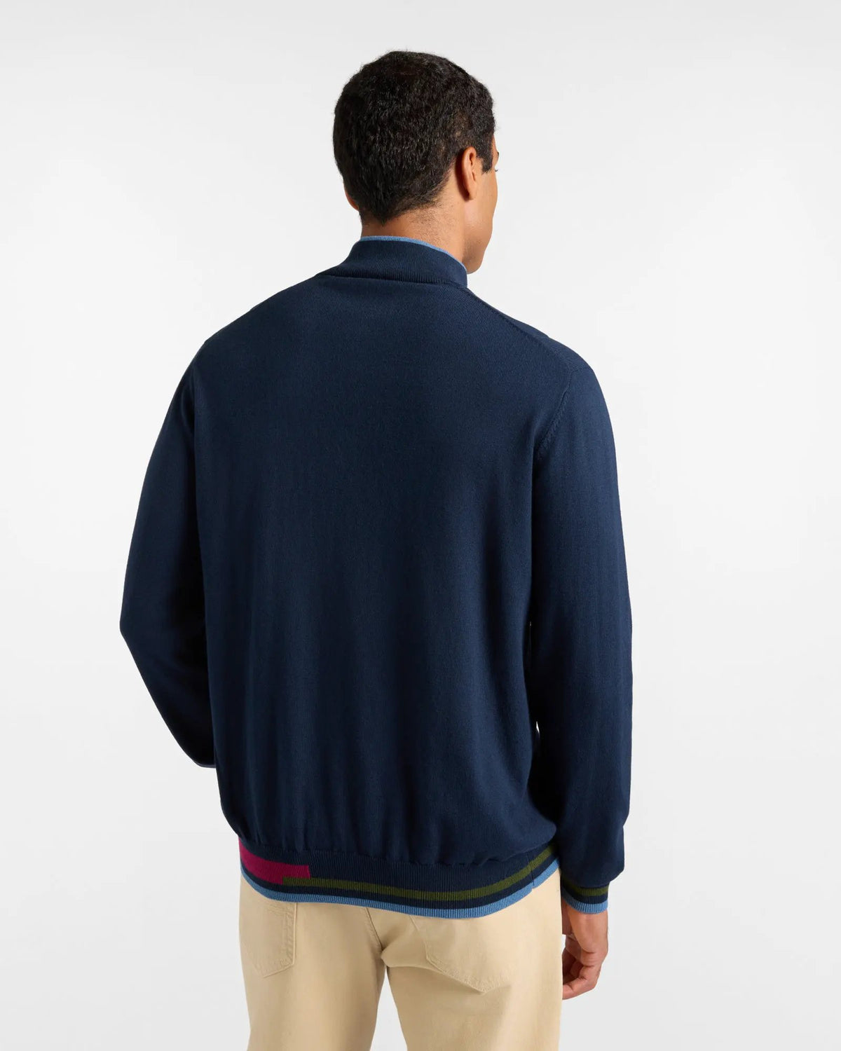 Harmont & Blaine Maglia Mezza Zip Color Block Blu Navy - Dettaglio zip e colletto