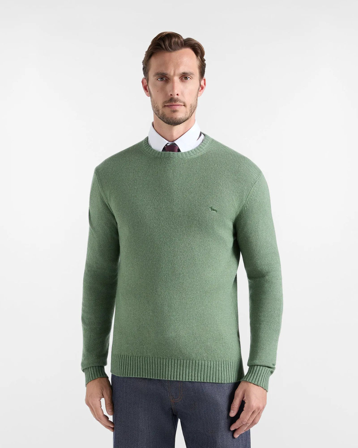 Maglia girocollo uomo Harmont & Blaine HRR950030187 612 misto lana verde - Vista frontale