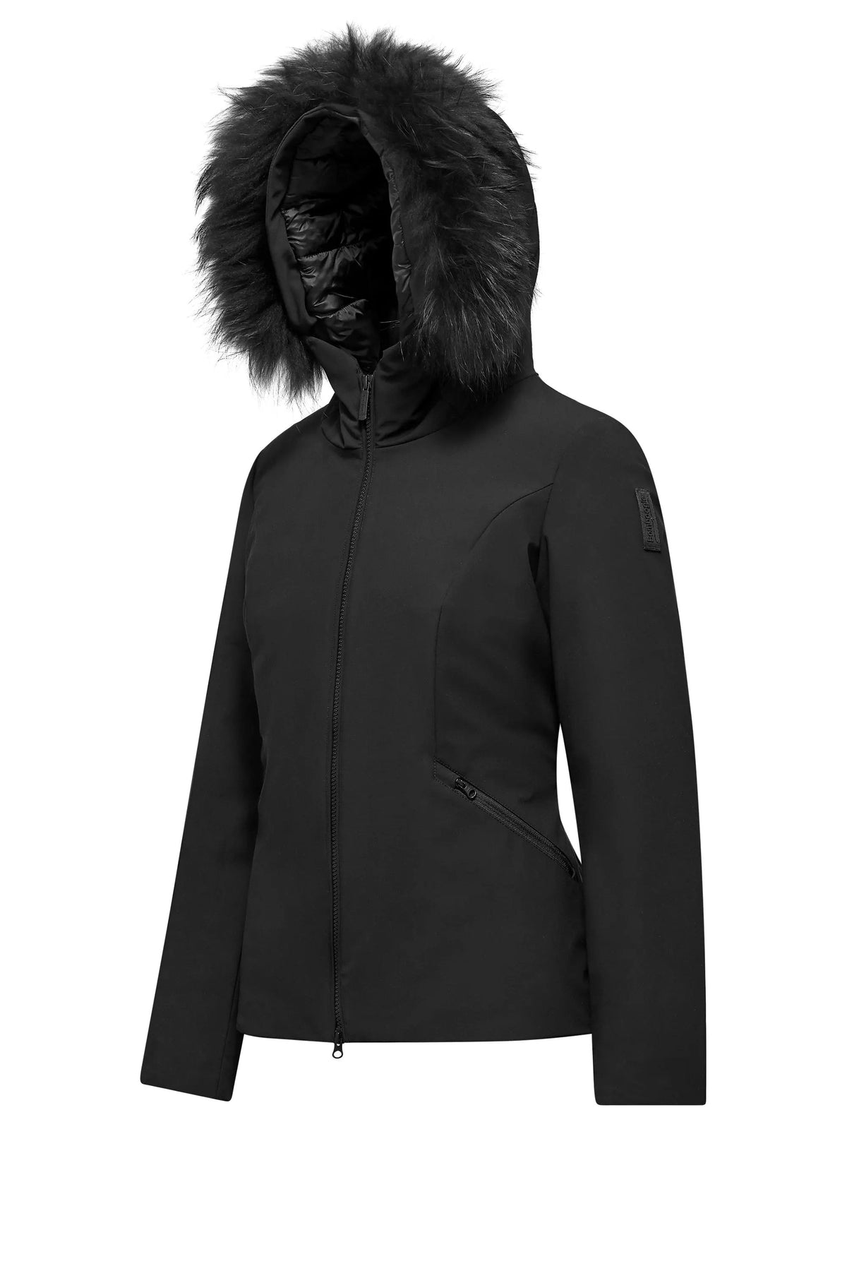Giacca slim imbottita Bomboogie JW176PTNSR6 nero con pelliccia staccabile - Vista laterale