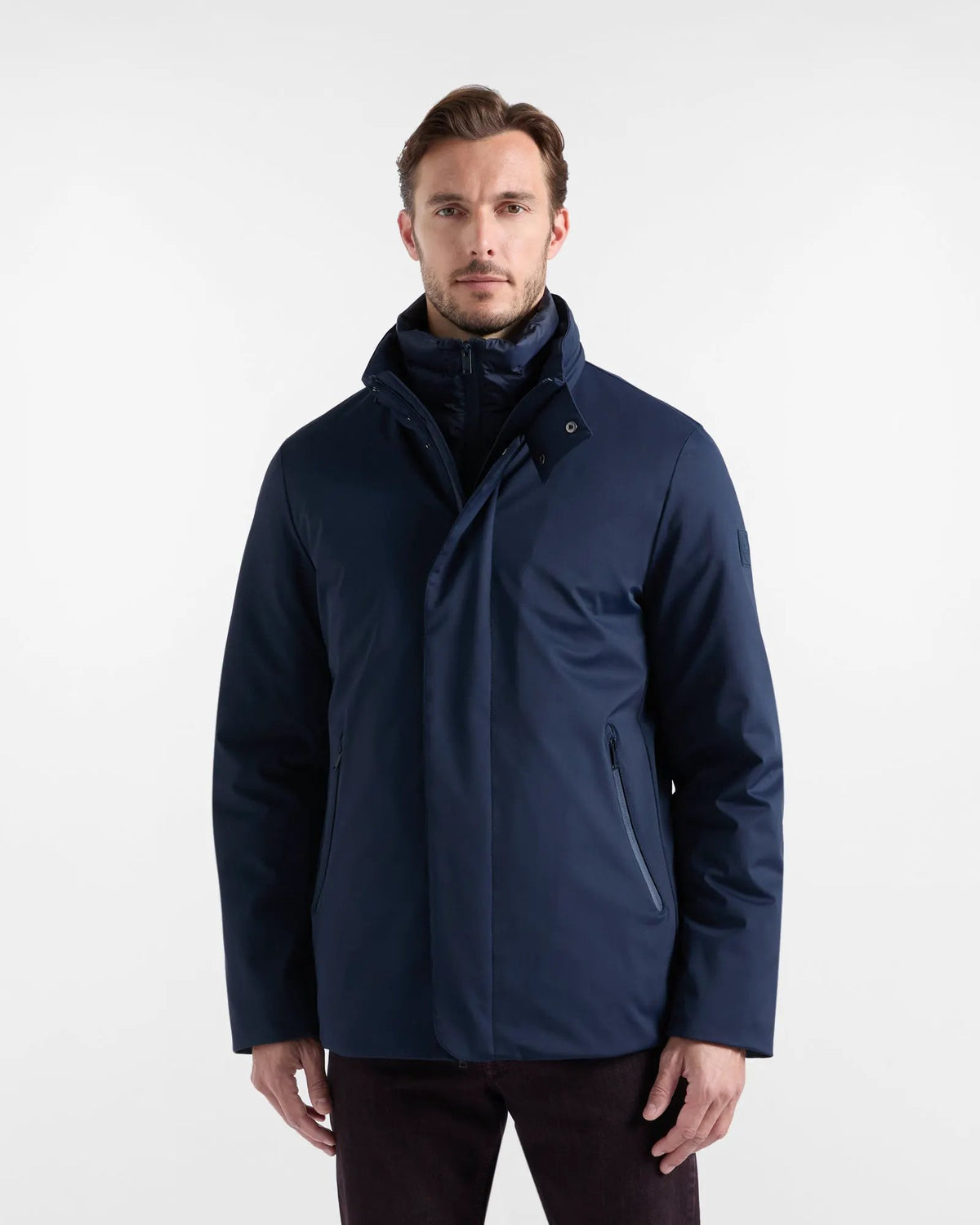 Harmont & Blaine Field Jacket Uomo Nylon Stretch Blu Navy - Vista frontale