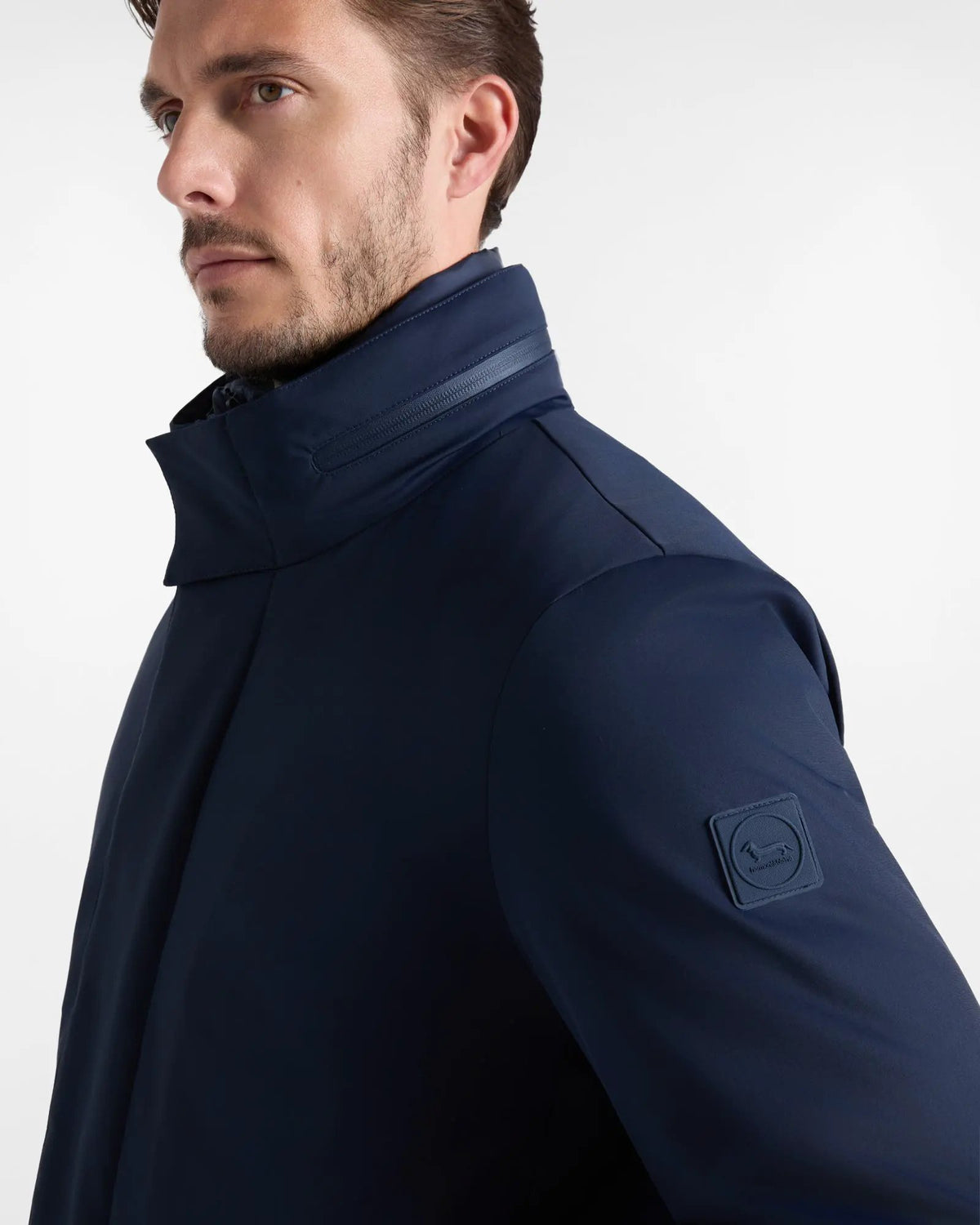 Harmont & Blaine Field Jacket Uomo Nylon Stretch Blu Navy - Vista retro