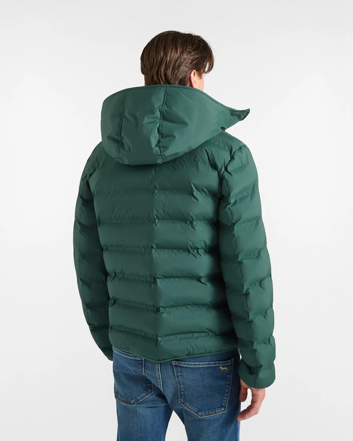 Bomber Uomo Harmont & Blaine con Trapunta Termofix Verde Bottiglia - Dettaglio Chiusura e Fodera Regimental