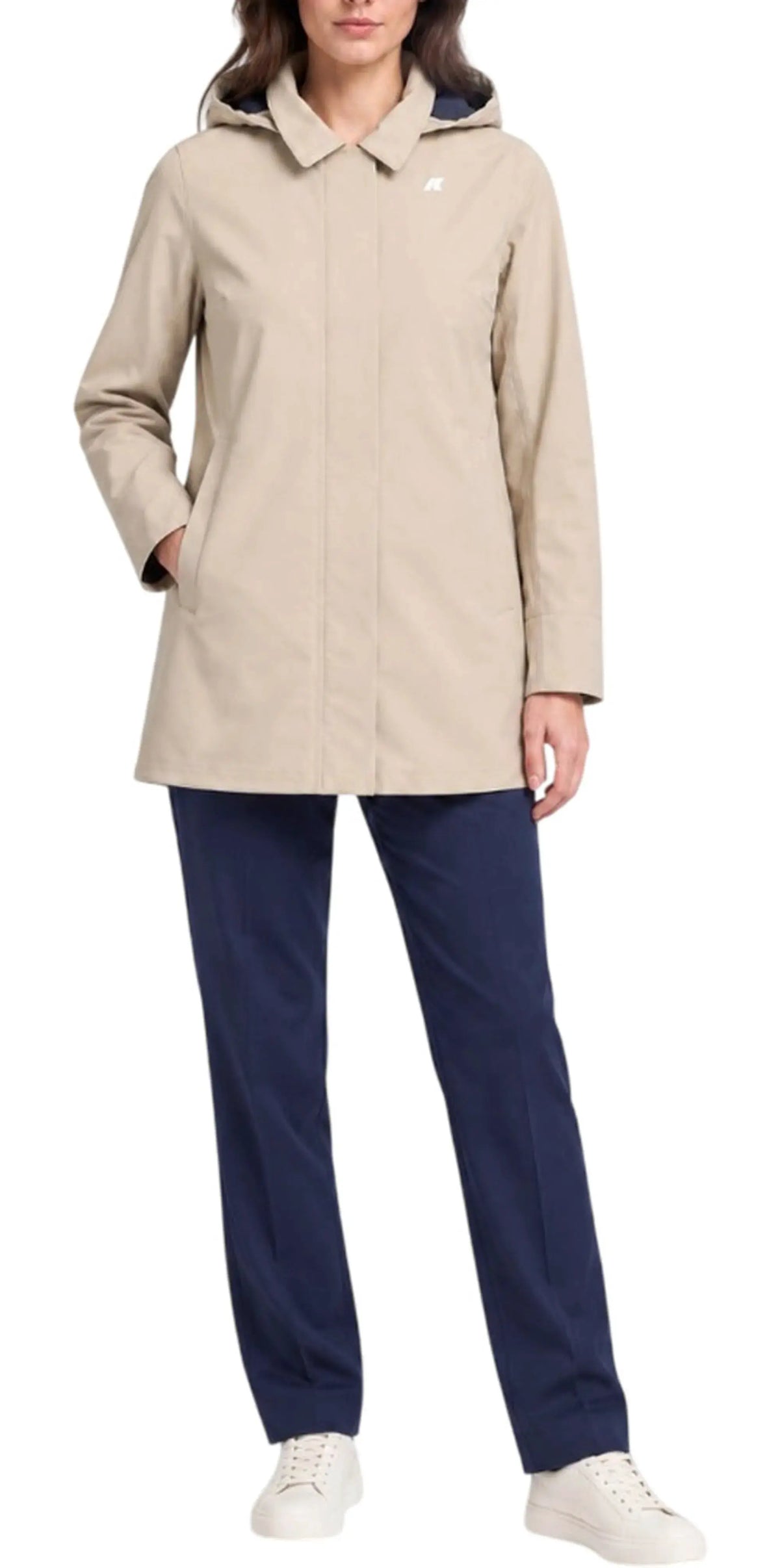 K-WAY Mathy Bonded K2148BW - Beige Cashmaere / Blu - dettaglio cuciture e materiale