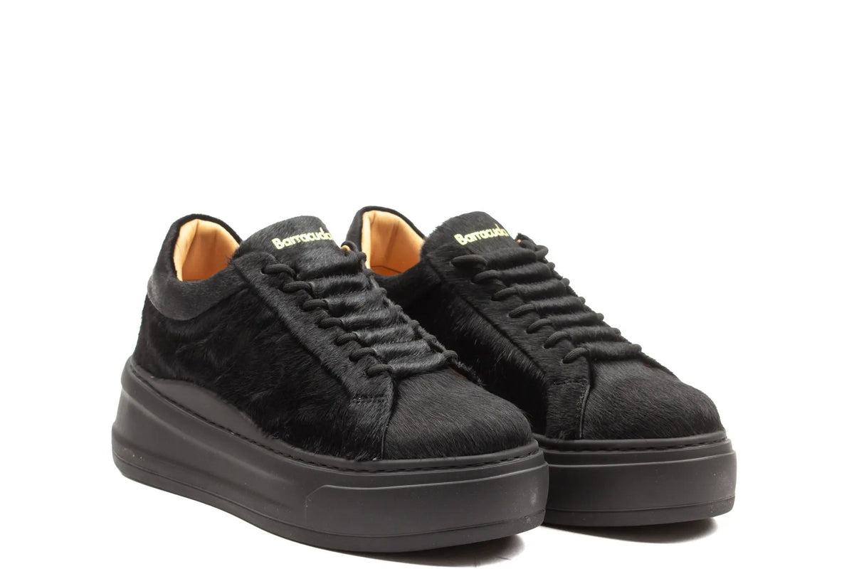 Sneaker Barracuda Mary Lou BD1625A V2971 in cavallino nero vista frontale e laterale