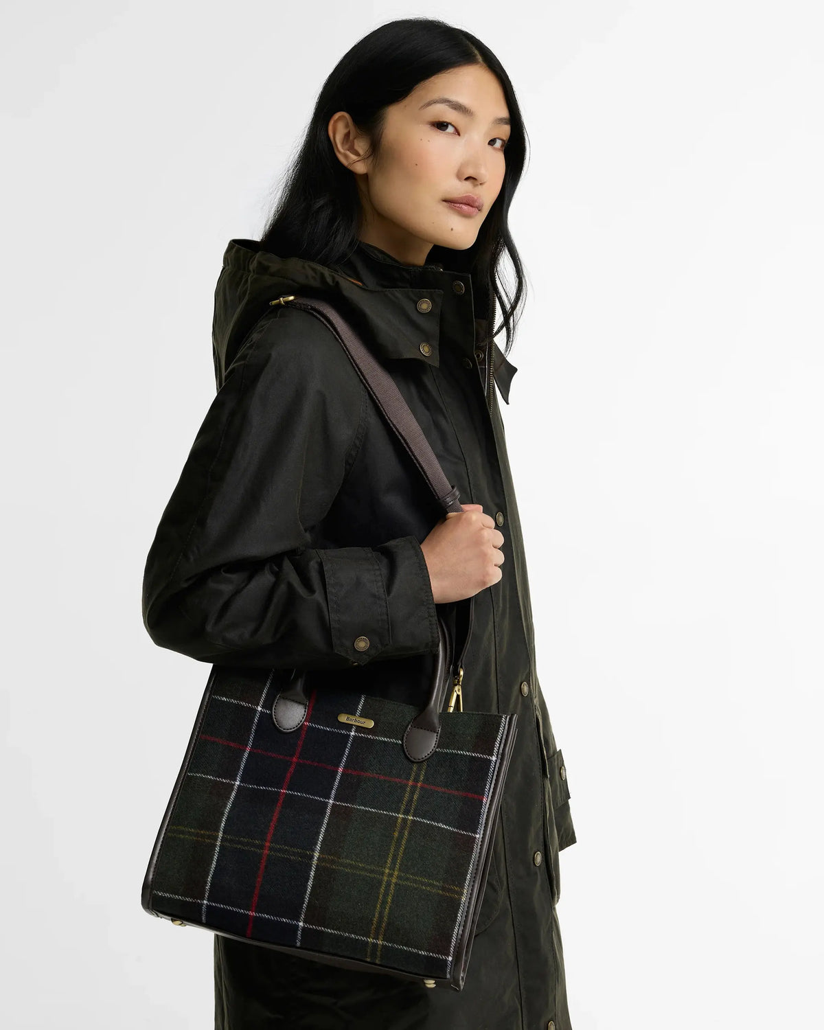 BARBOUR LBA0423 OL91 Borsa tote Barrhill in tartan by BARBOUR