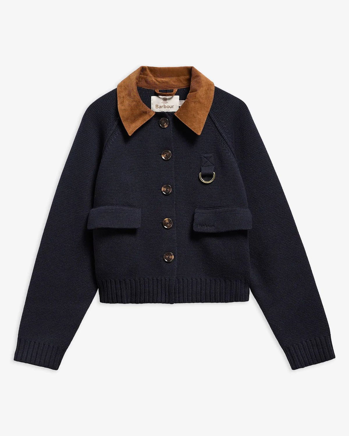 Barbour Alverstone Knitted Cardigan Navy - Vista stesa