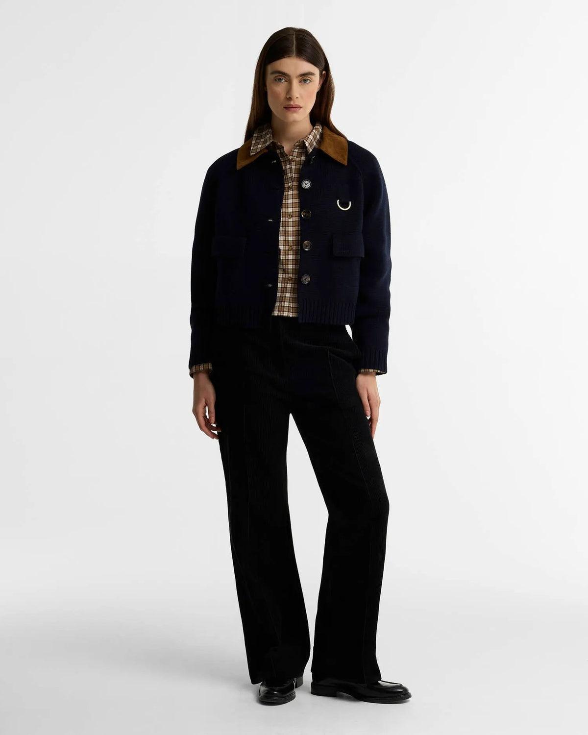 Barbour Alverstone Knitted Cardigan Navy - Indossato