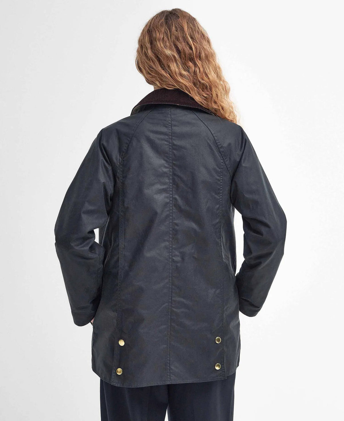 Barbour Modern Beadnell Waxed Jacket LWX1402 SG51 - vista posteriore, dettagli spacchi back, Sage Ancient