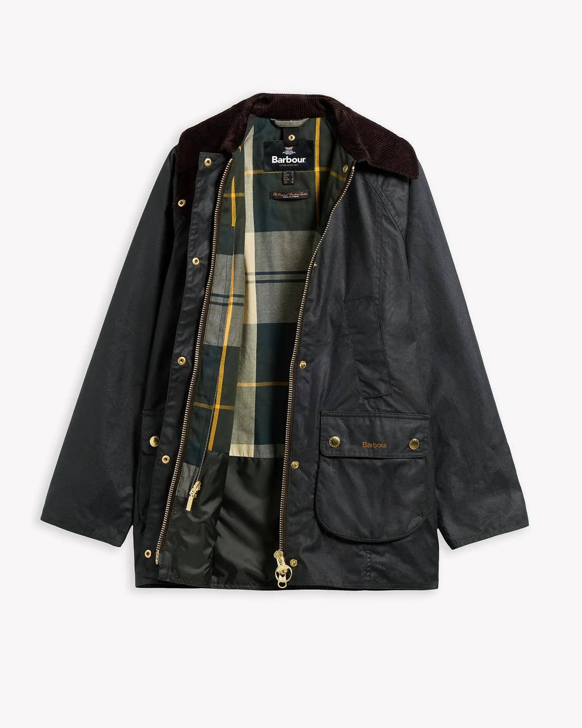 Barbour Modern Beadnell Waxed Jacket LWX1402 SG51 - dettaglio tasche a soffietto e scaldamani