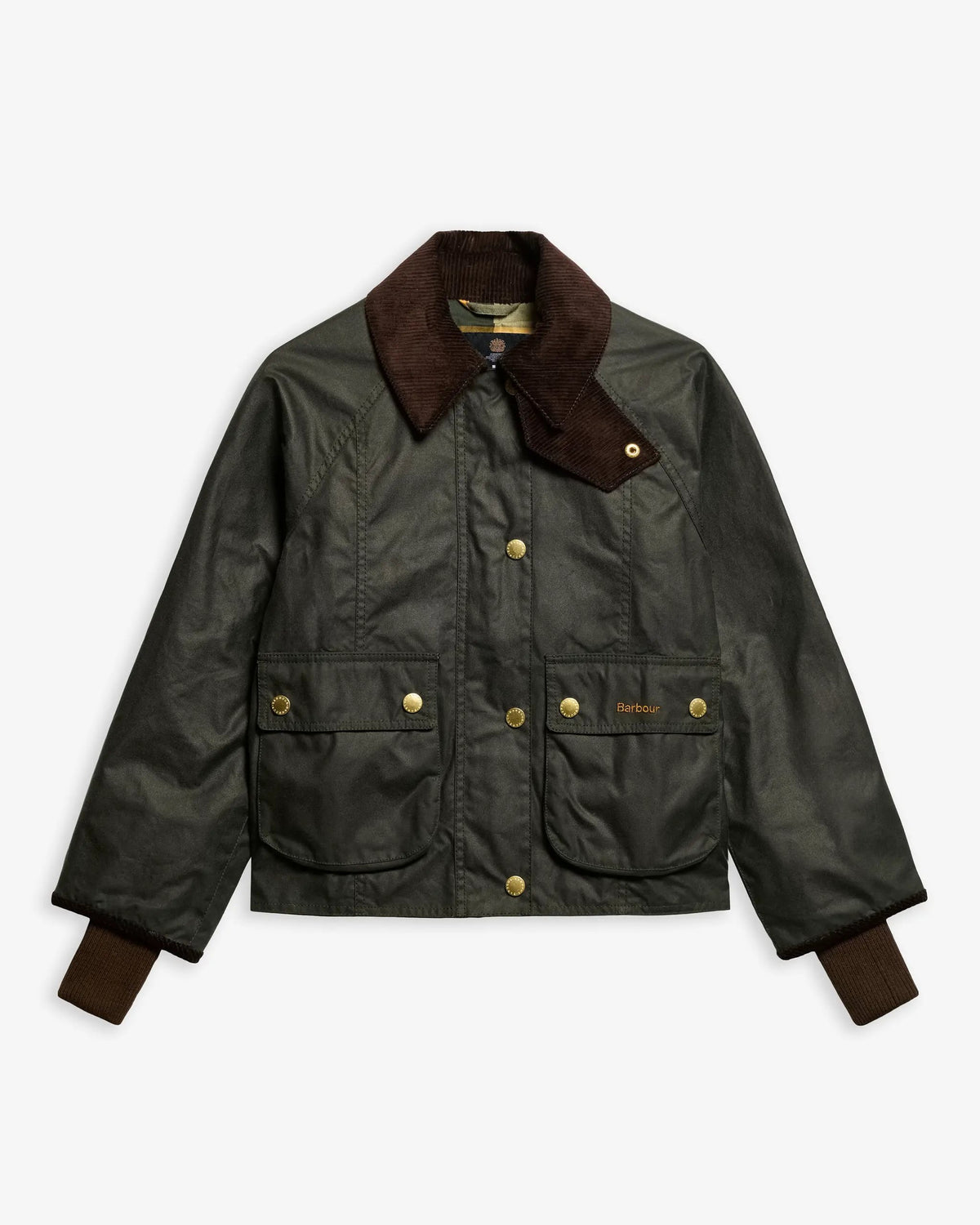 Barbour Cropped Beadnell Waxed Jacket LWX1403 SG51 Sage - vista piatta